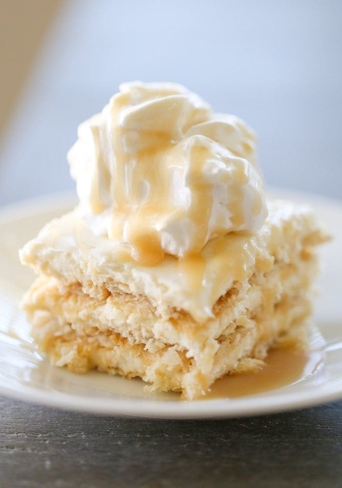 Salted Caramel Ritz Cracker Ice Box Cake Lauren's Latest