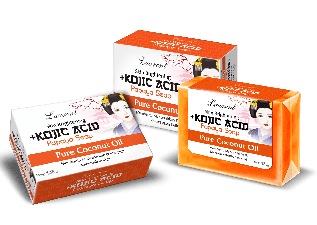 Kojic Acid Pepaya Soap 135gr Laurent, Cosmetics, Body, Face, Hair