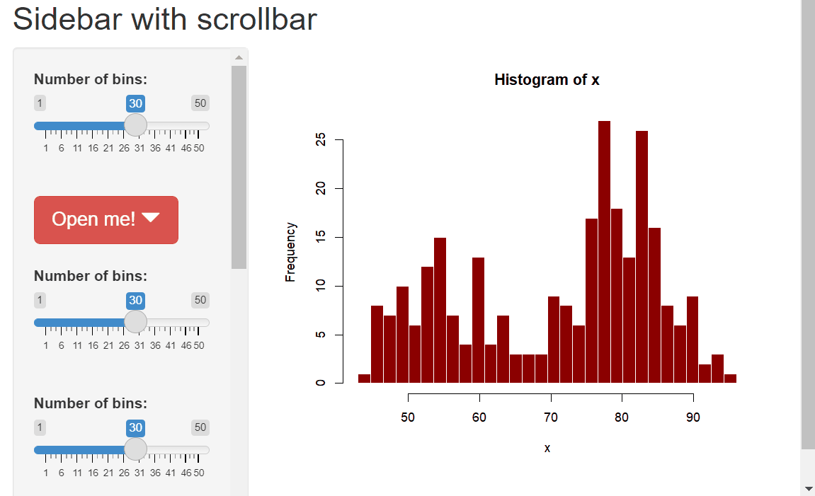Saturn Elephant Scrollbar for the Shiny sidebar