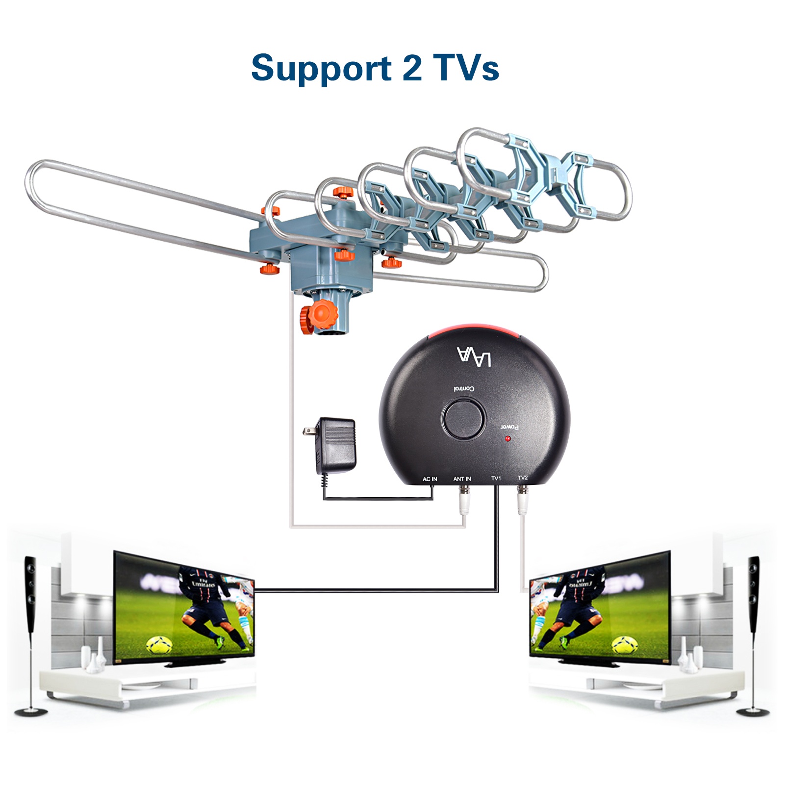 LAVA HD2805 Elite, Outdoor TV Antenna, Remote Control, 360 Degree