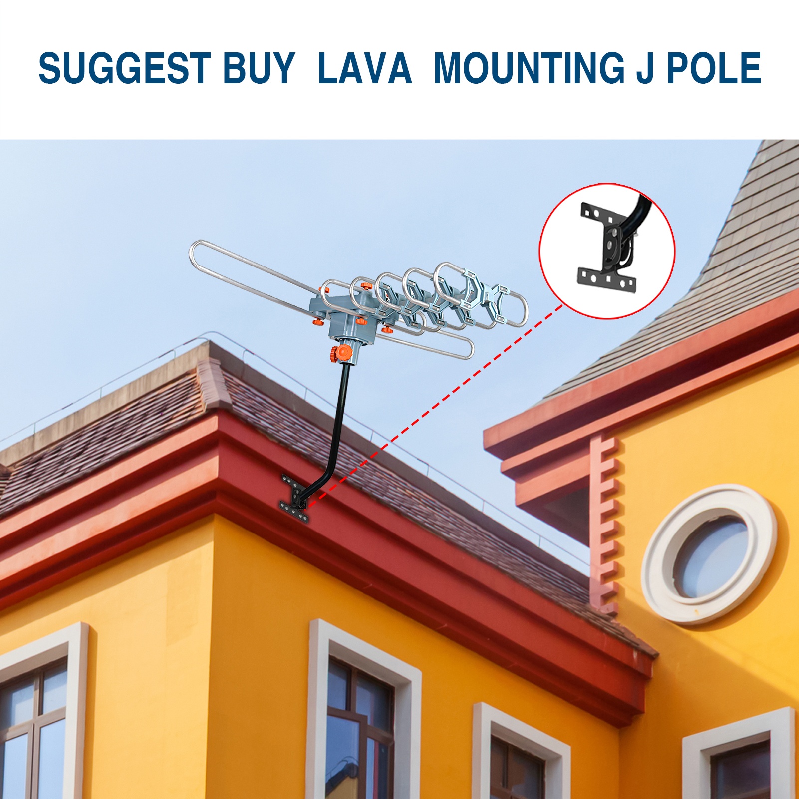 LAVA HD2805 Elite, Outdoor TV Antenna, Remote Control, 360 Degree