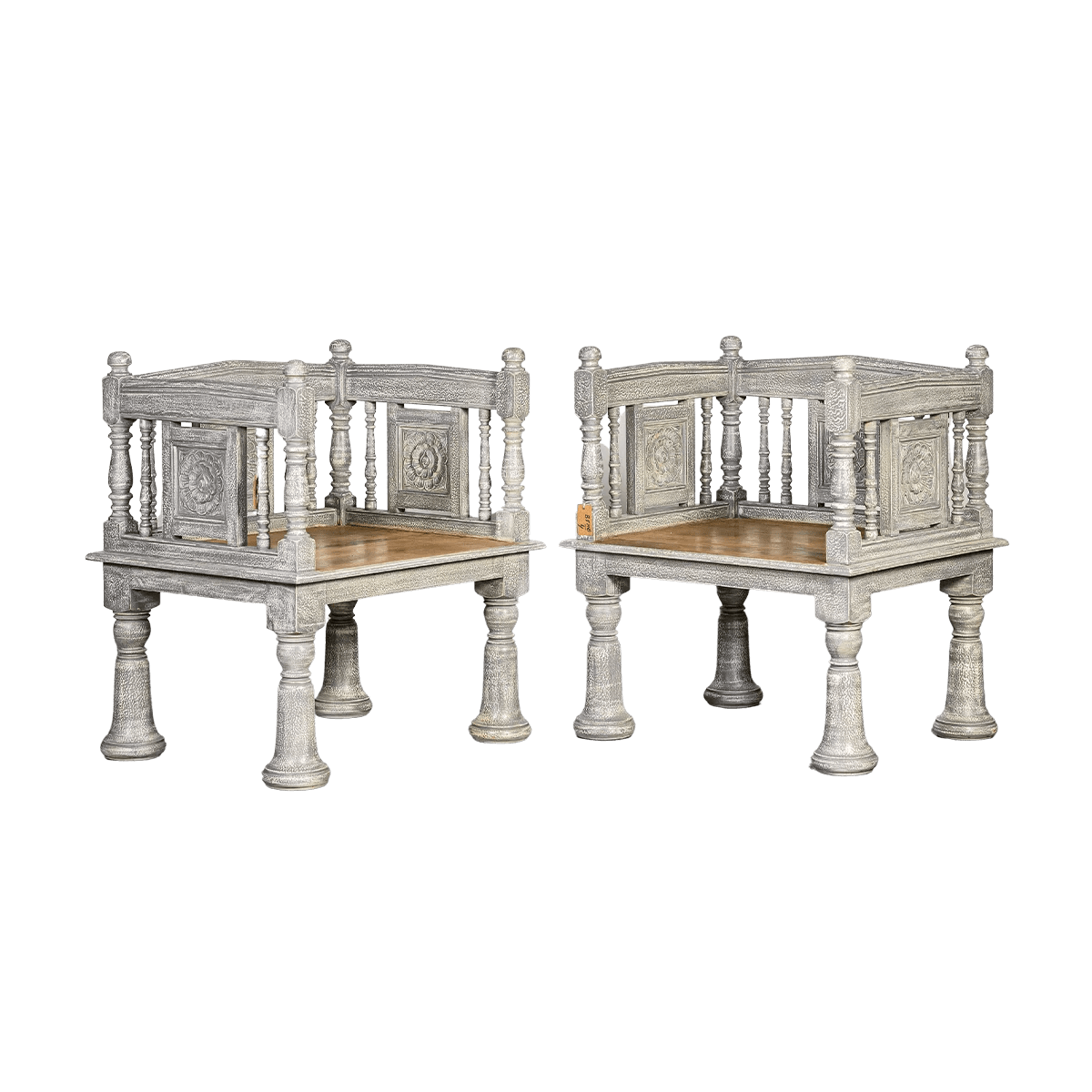 Custom hardwood armchair from India in greywash finish LaVida