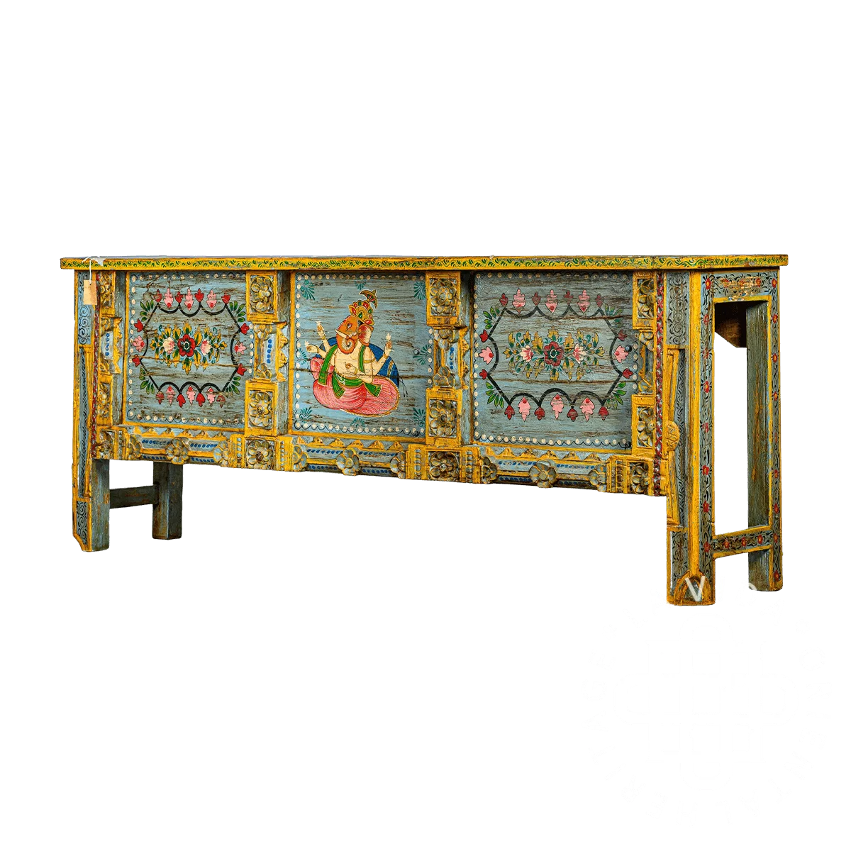 Vintage Indian console in a lush, vibrant colours Oriental