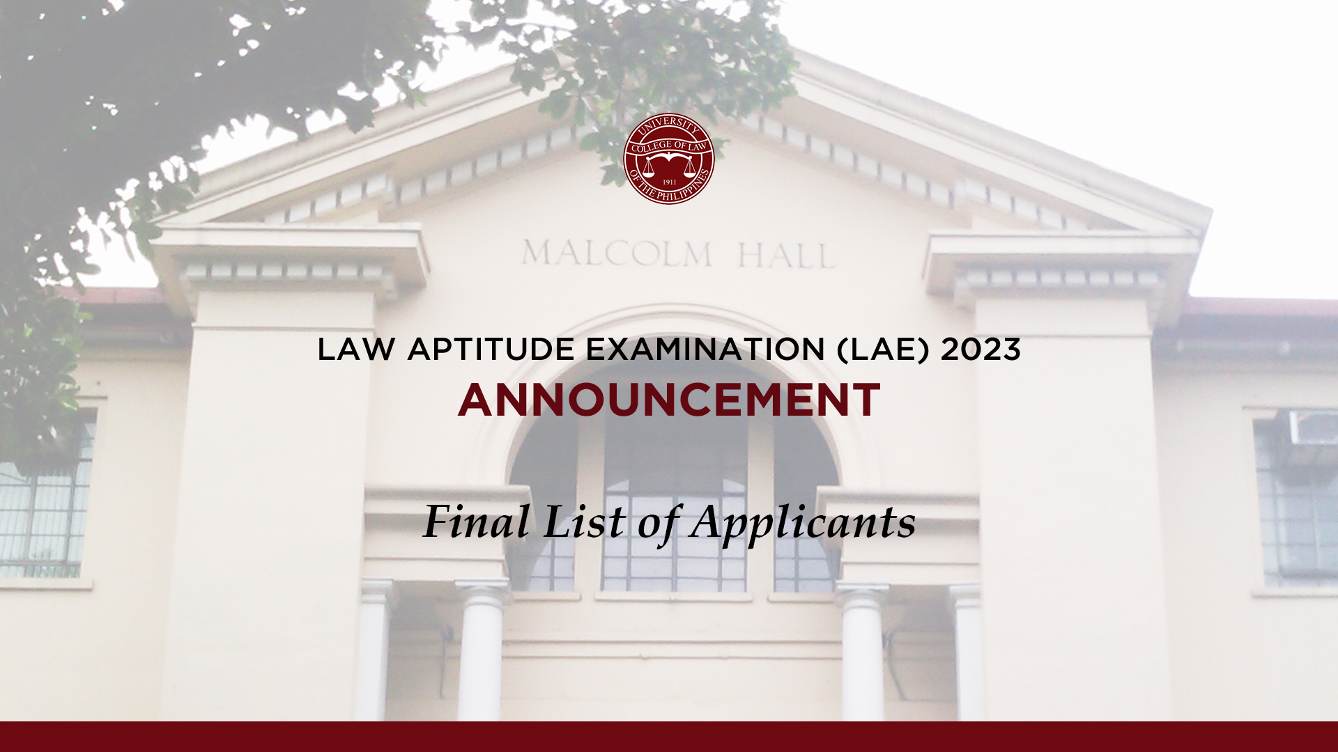 LAE 2023 Final List of Qualified for Admission AY 20232024 — UP