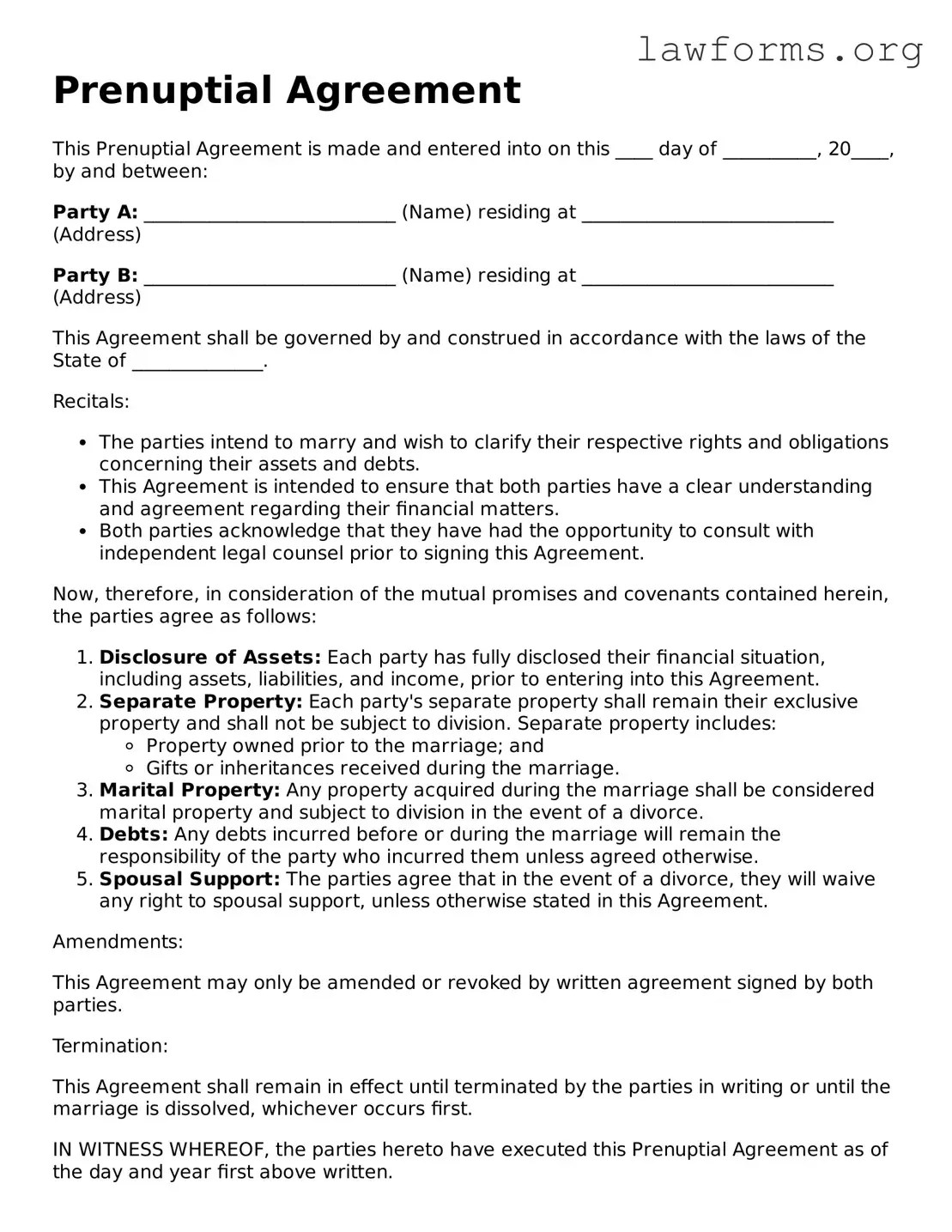 Free Prenuptial Agreement Template ️ Fillable PDF Form(05)