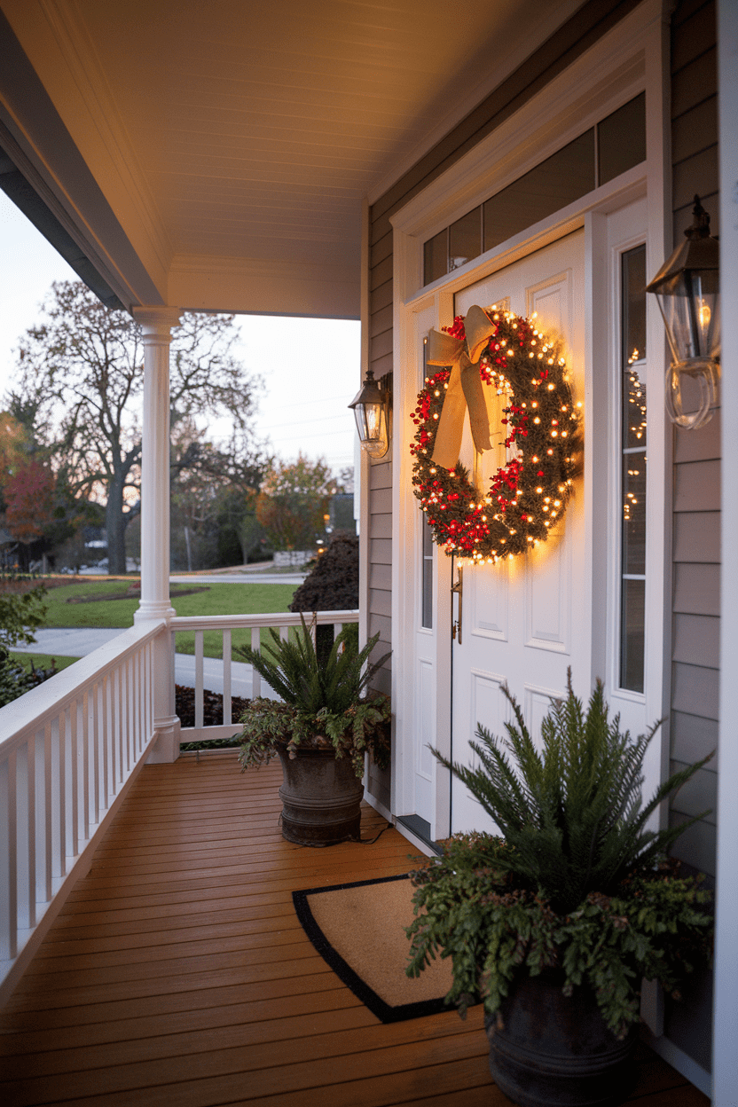 25 Classy Front Porch Christmas Light Ideas