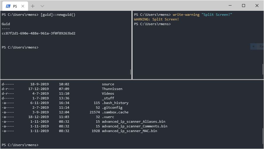 Windows terminal split pane