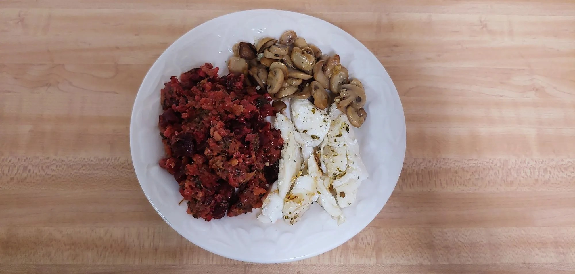 Sautéed Haddock with Pesto, Mushrooms and Beet Risotto Lazy Allergy