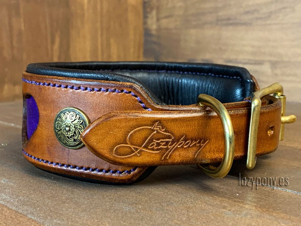 Spiked studded leather dog collar Wolf Lazypony