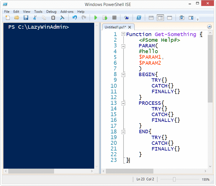 PowerShell ISE Tip Navigate between curly brackets LazyWinAdmin