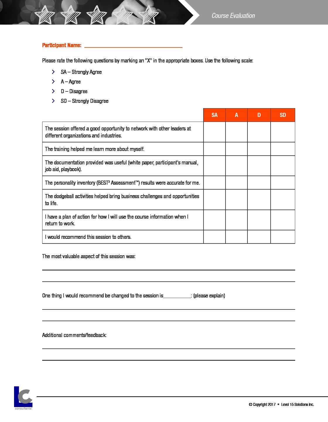 Course Evaluation | Learning Curve Consultants