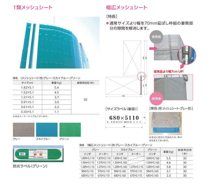 防炎メッシュシート1類・幅広メッシュシート 【LC+】機材・資材の総合レンタルサイト