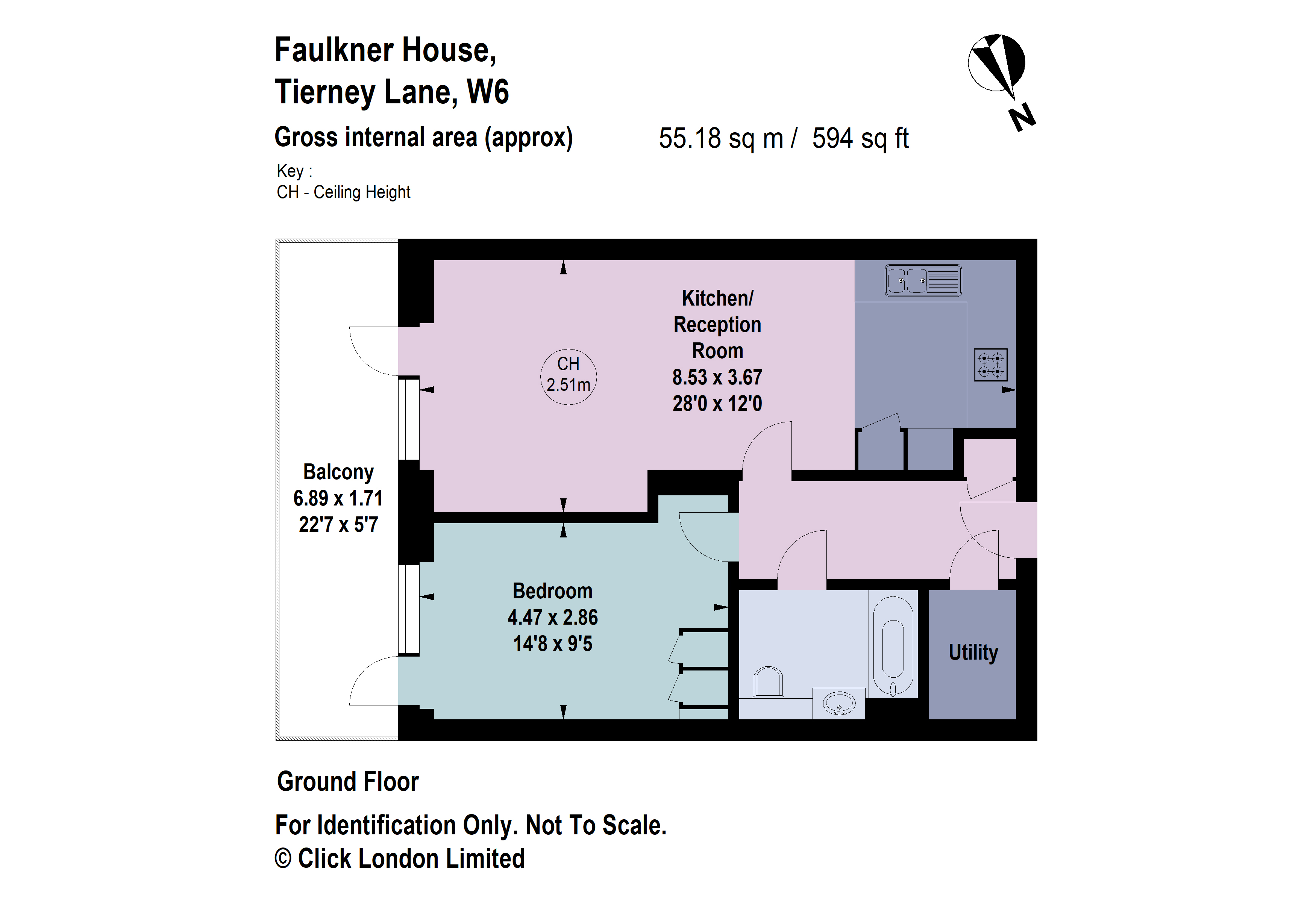Faulkner House, Tierney Lane, London W6, 1 bedroom flat for sale