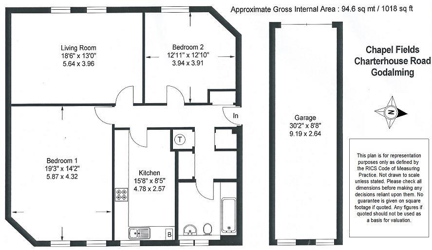 Chapel Fields, Charterhouse Road, Godalming GU7, 2 bedroom flat for