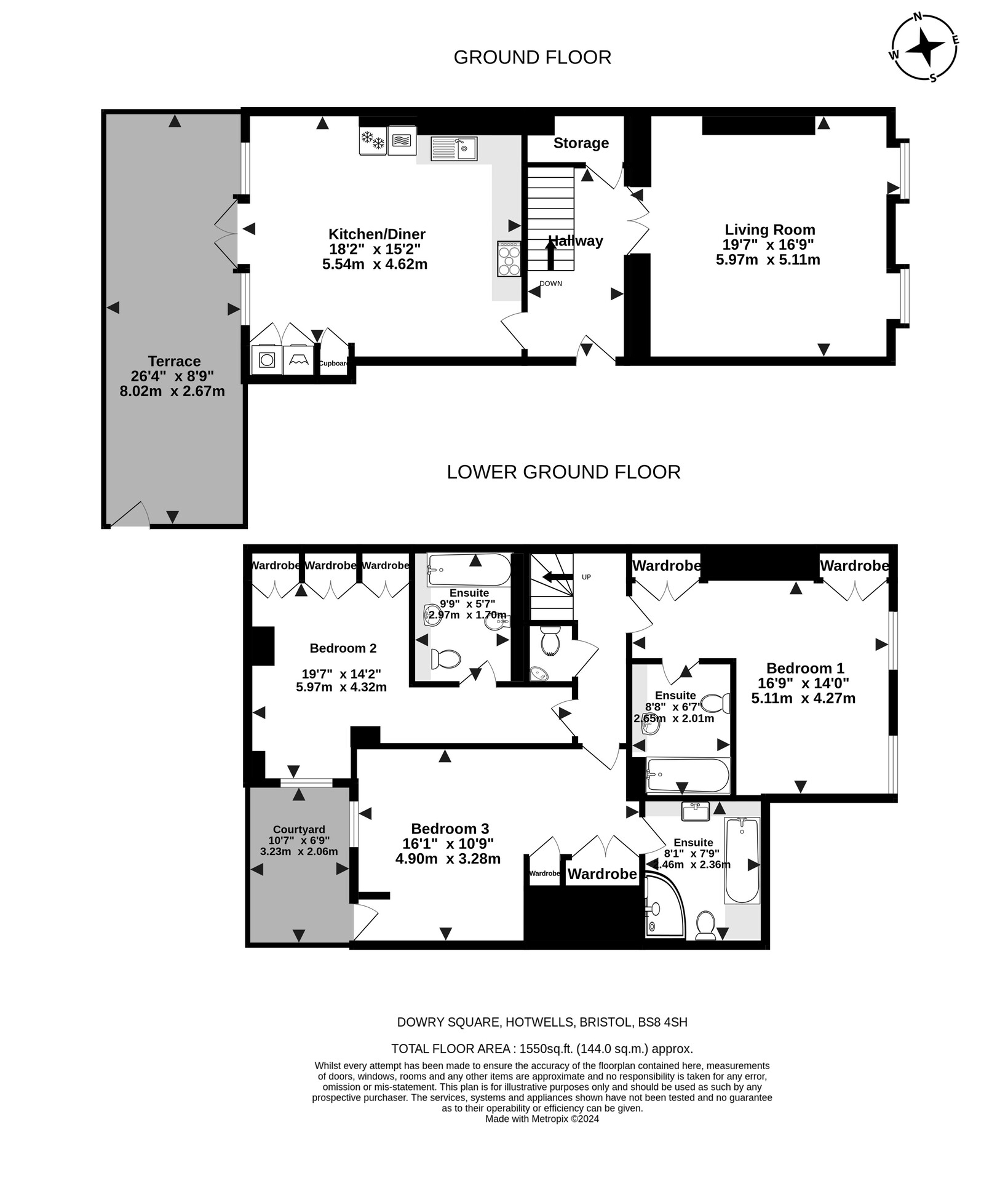 Flat 2, 4 Dowry Square, Hotwells, Bristol BS8, 3 bedroom for