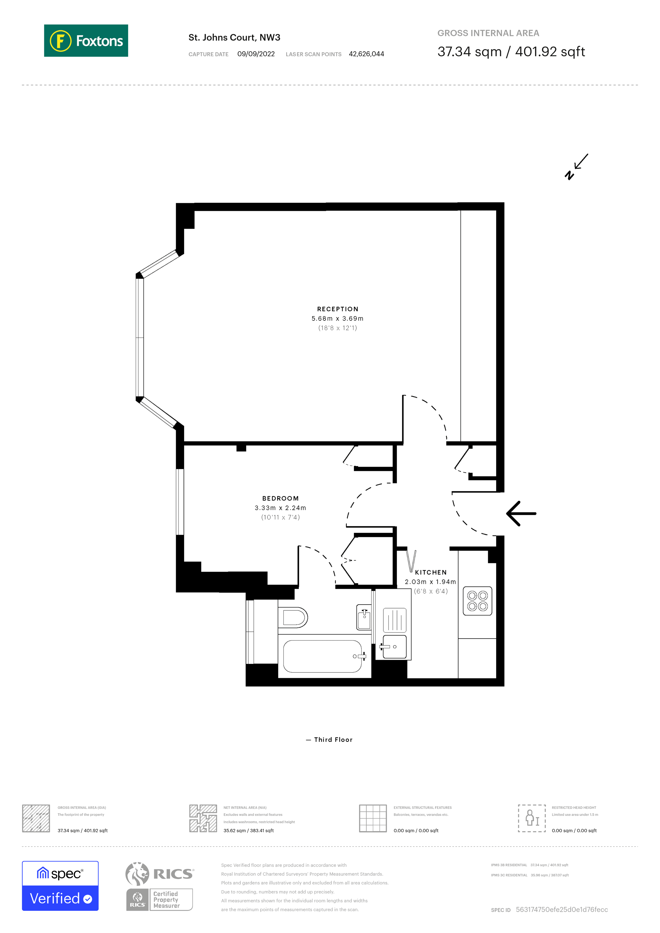 St Johns Court, South Hampstead, London NW3, 1 bedroom flat for sale