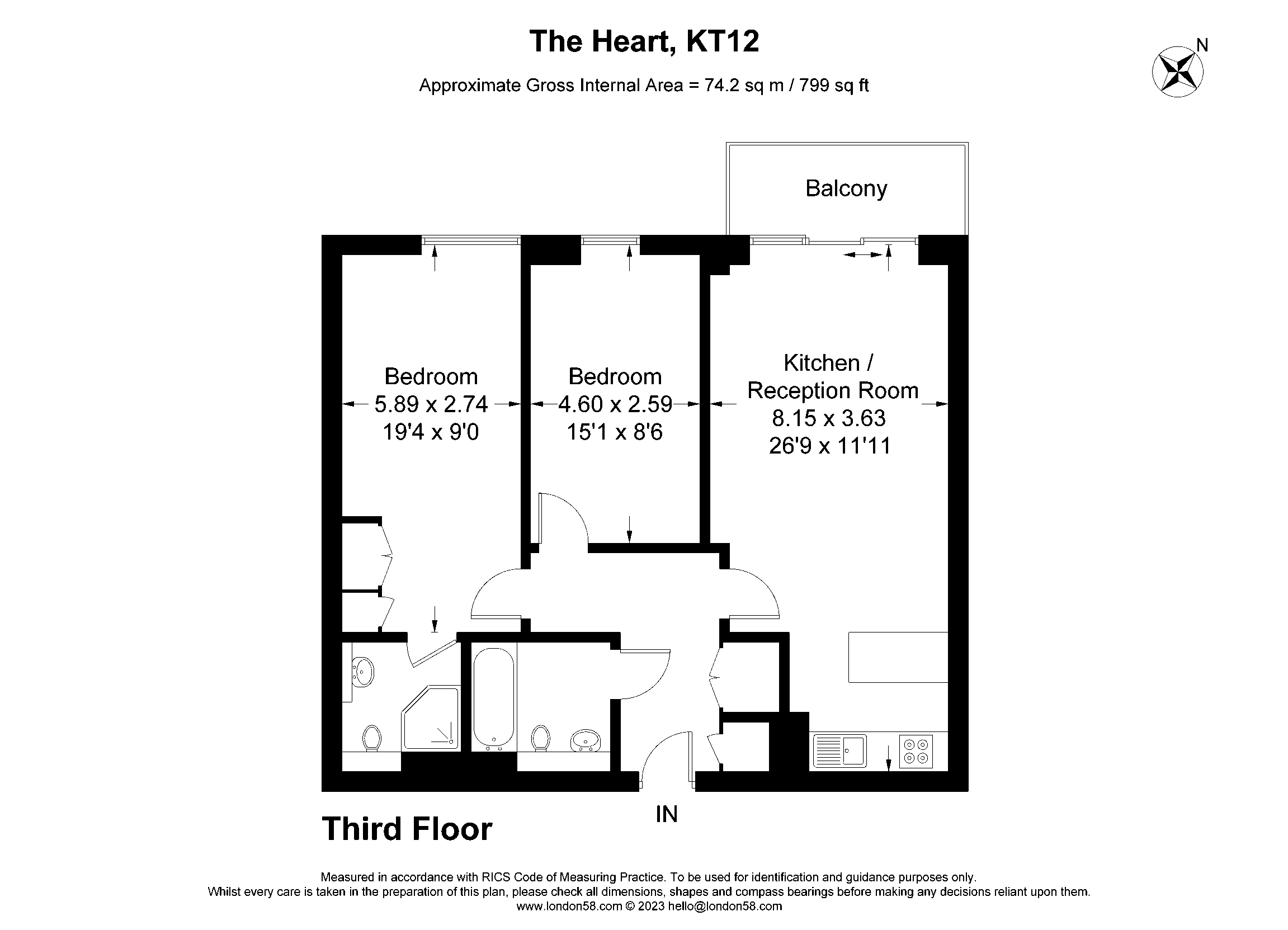 The Heart, WaltonOnThames, Surrey KT12, 2 bedroom flat for sale