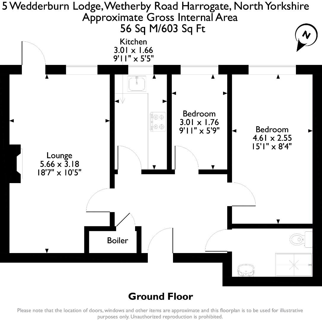 Wedderburn Lodge, Wetherby Road, Harrogate HG2, 2 bedroom flat for sale