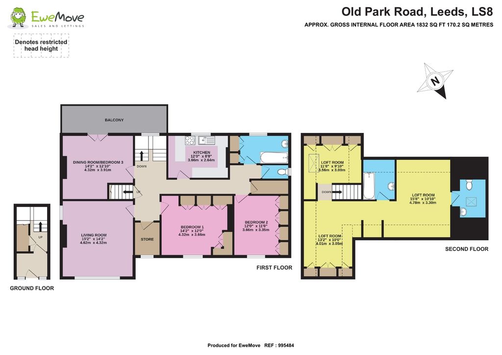 Old Park Road, Roundhay, Leeds LS8, 3 bedroom flat for sale 64943334