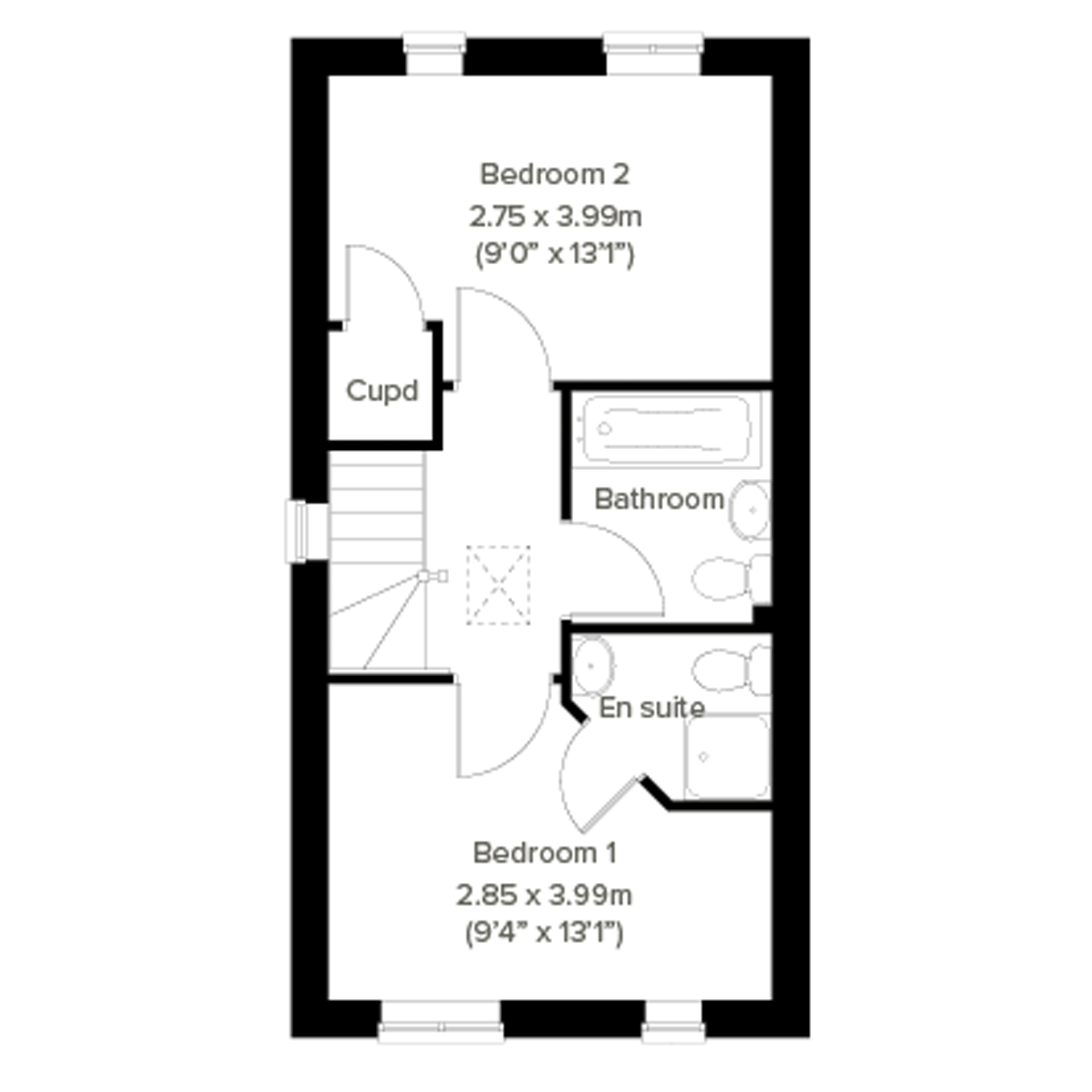"The Ashdown" at Charlbury Drive, Plymouth PL9, 3 bedroom end terrace