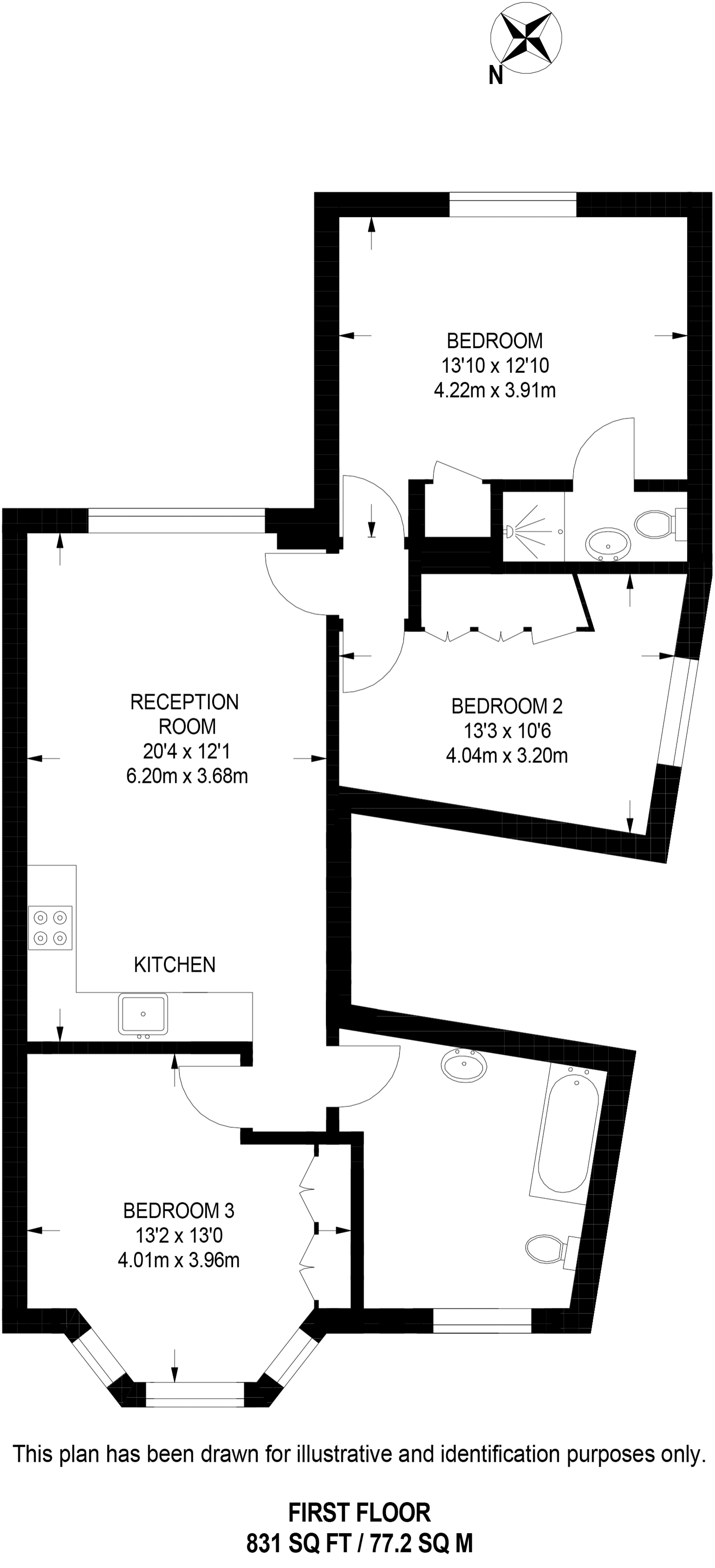 Clifton Gardens, Temple Fortune, London NW11, 3 bedroom flat to rent