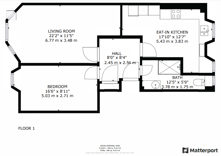 Cathcart Road, Mount Florida, Glasgow G42, 1 bedroom flat for sale