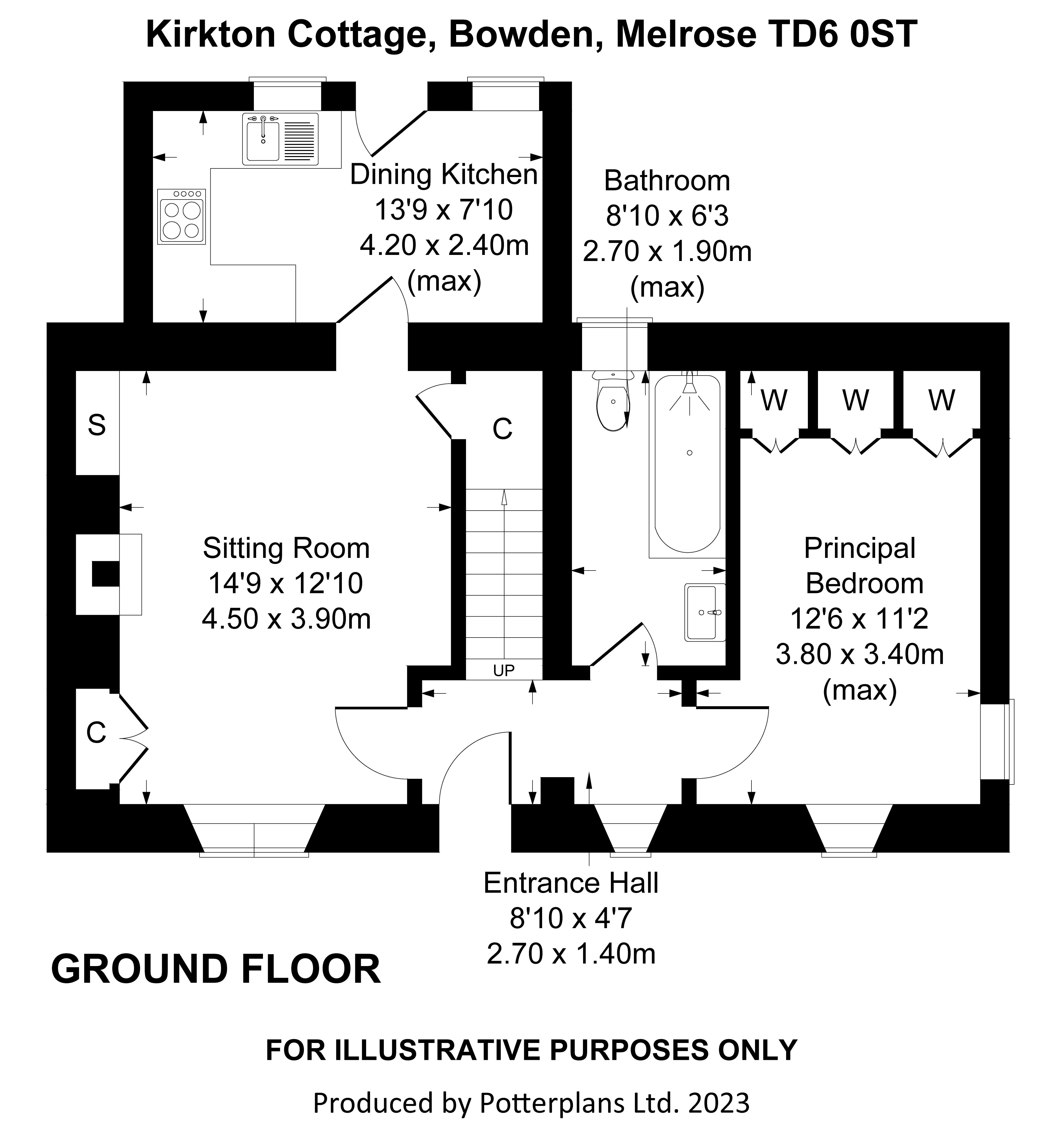 Kirkton Cottage, Bowden, Melrose TD6, 2 bedroom cottage for sale