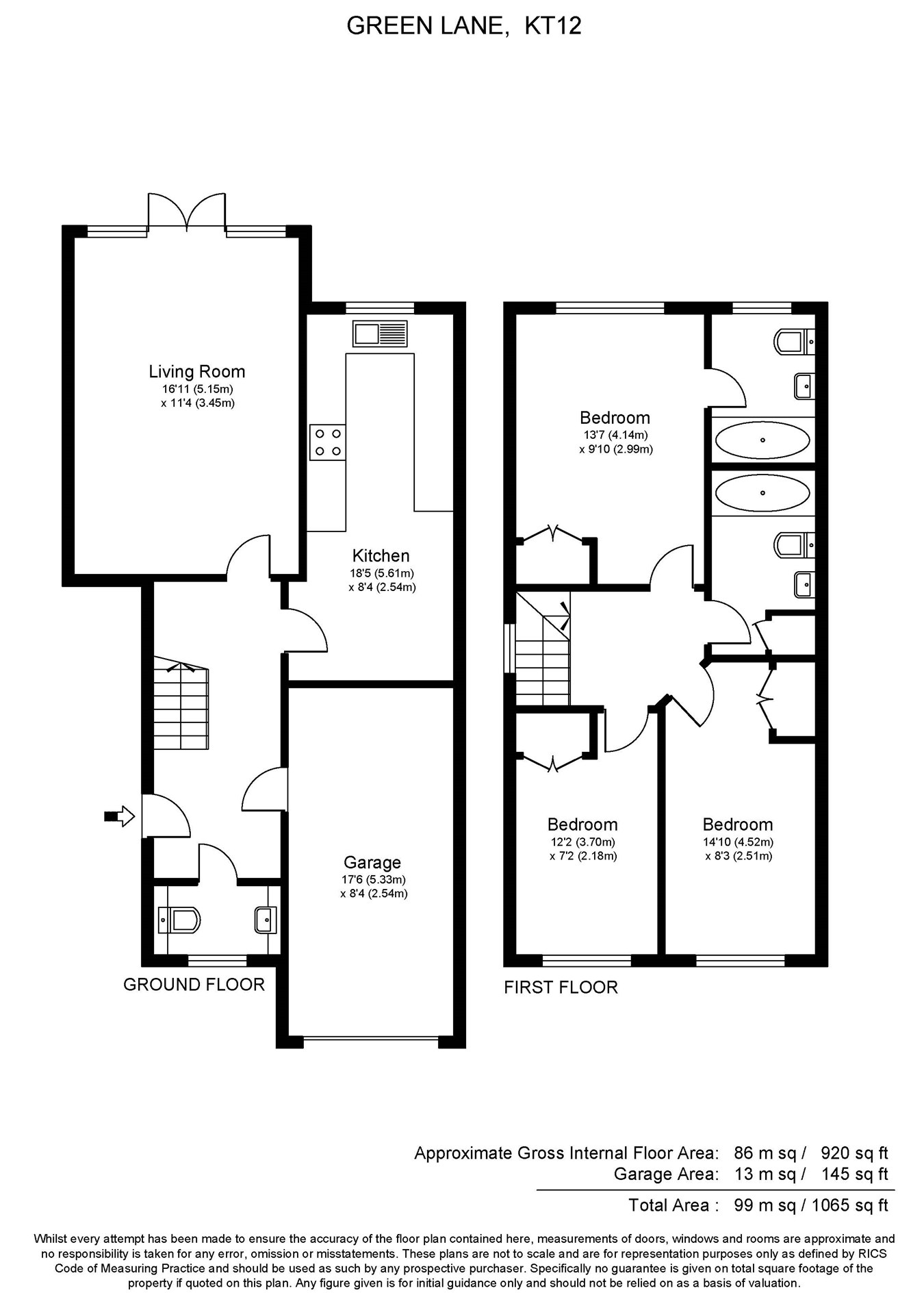 Green Lane, Hersham Village KT12, 3 bedroom semidetached house for