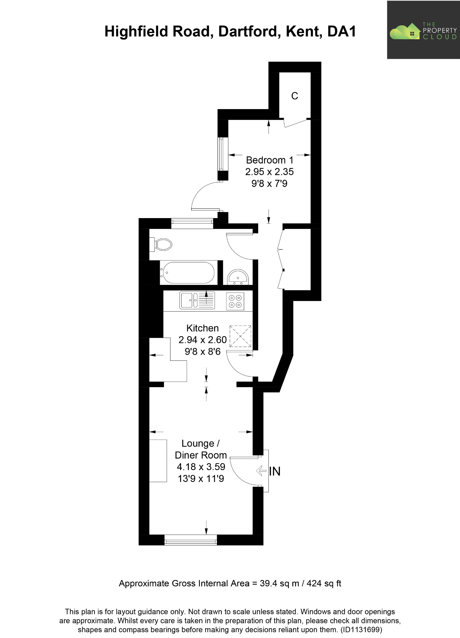 Highfield Road, Dartford, Kent DA1, 1 bedroom for sale