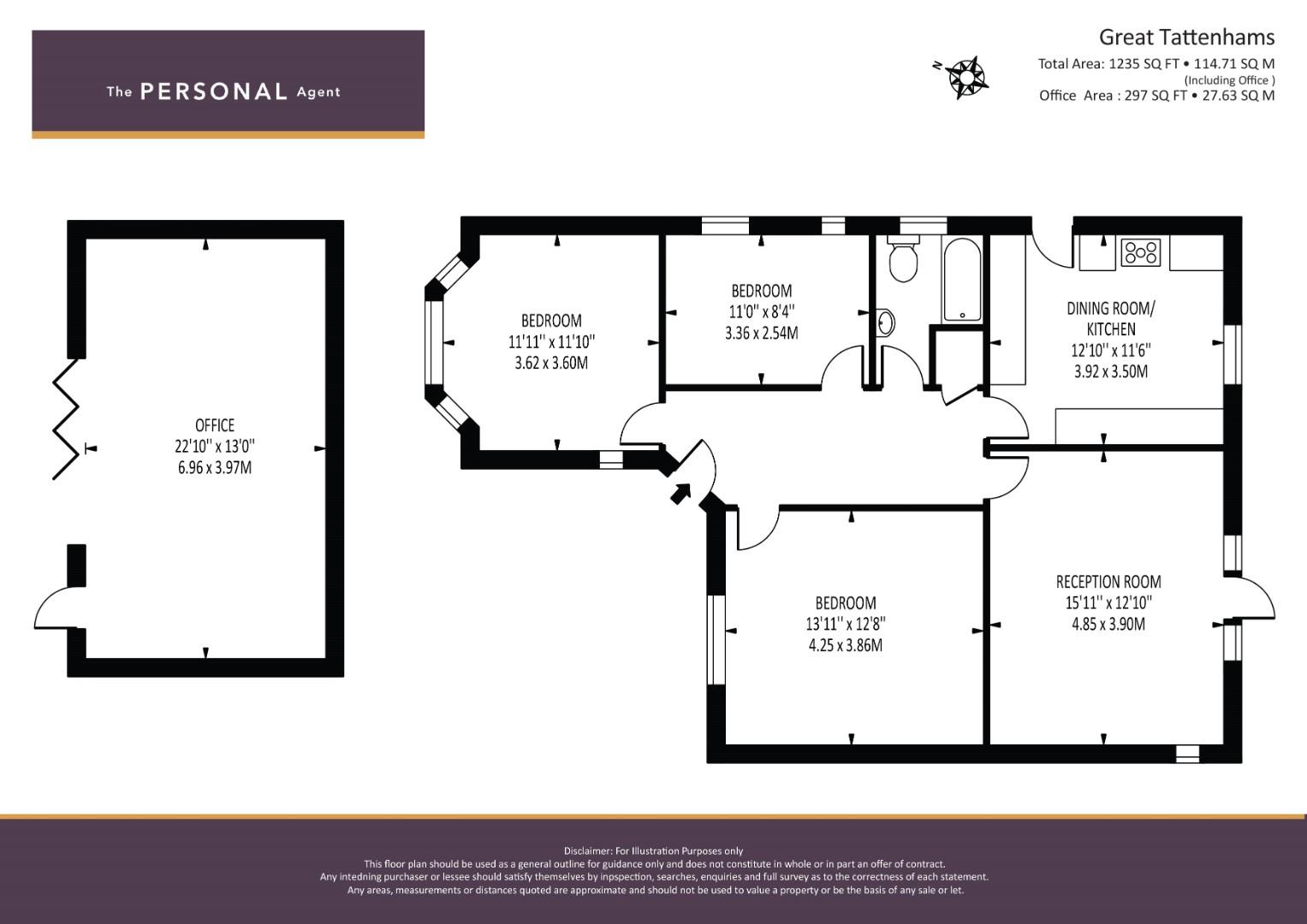 Great Tattenhams, Epsom KT18, 3 bedroom detached bungalow for sale
