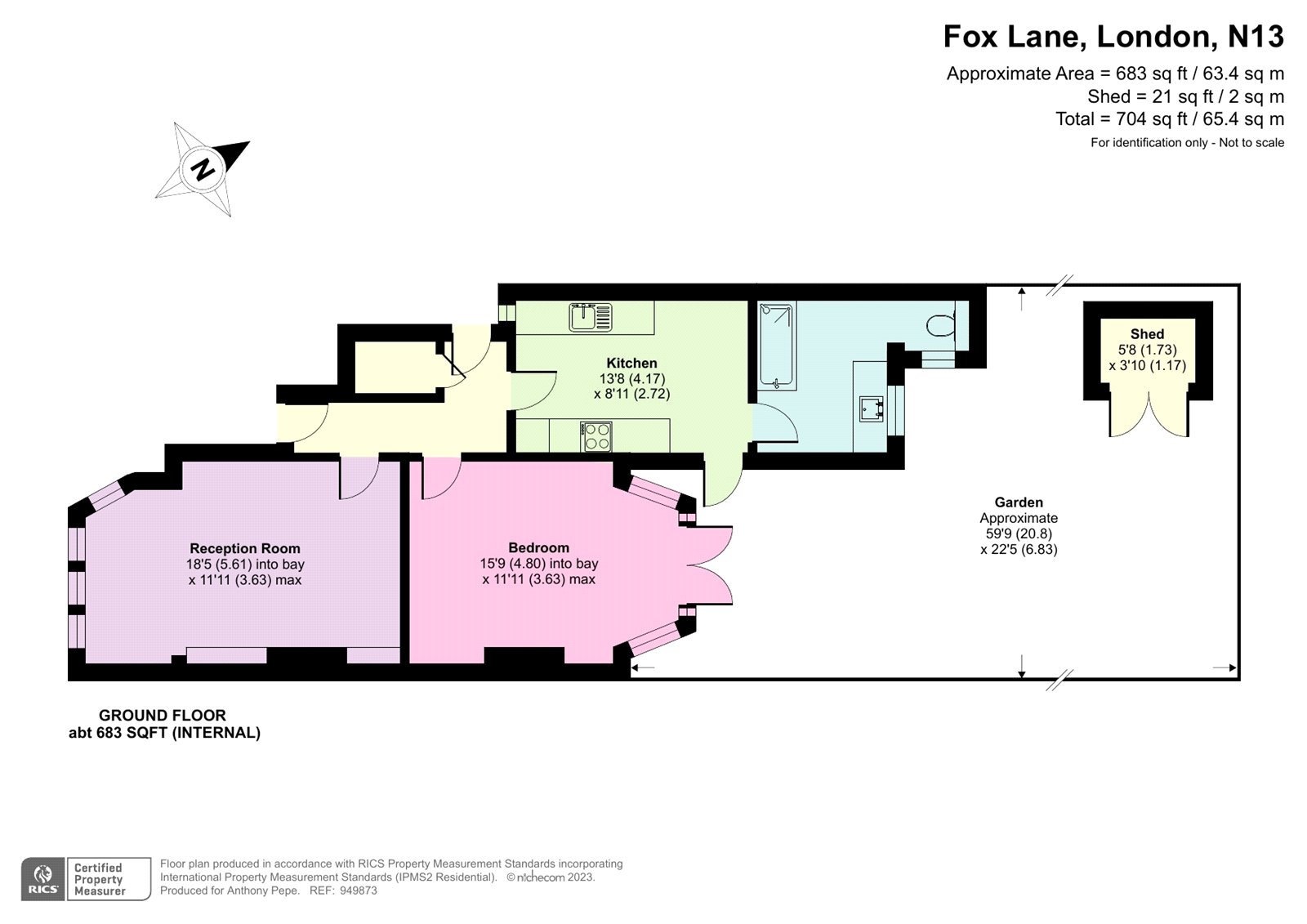 Fox Lane, Palmers Green, London N13, 1 bedroom flat for sale 64128488