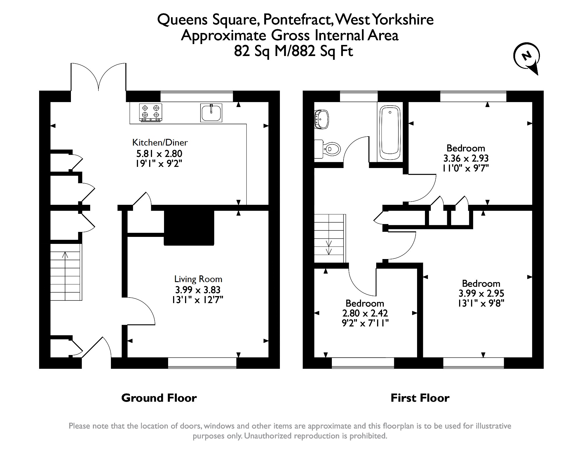 Queens Square, Pontefract, West Yorkshire WF8, 3 bedroom semidetached
