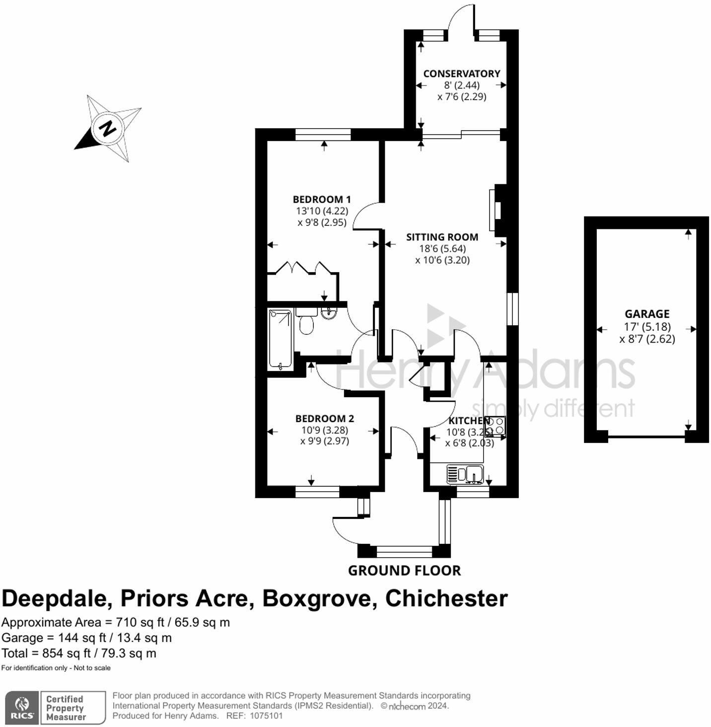 Priors Acre, Boxgrove, Chichester PO18, 2 bedroom bungalow for sale