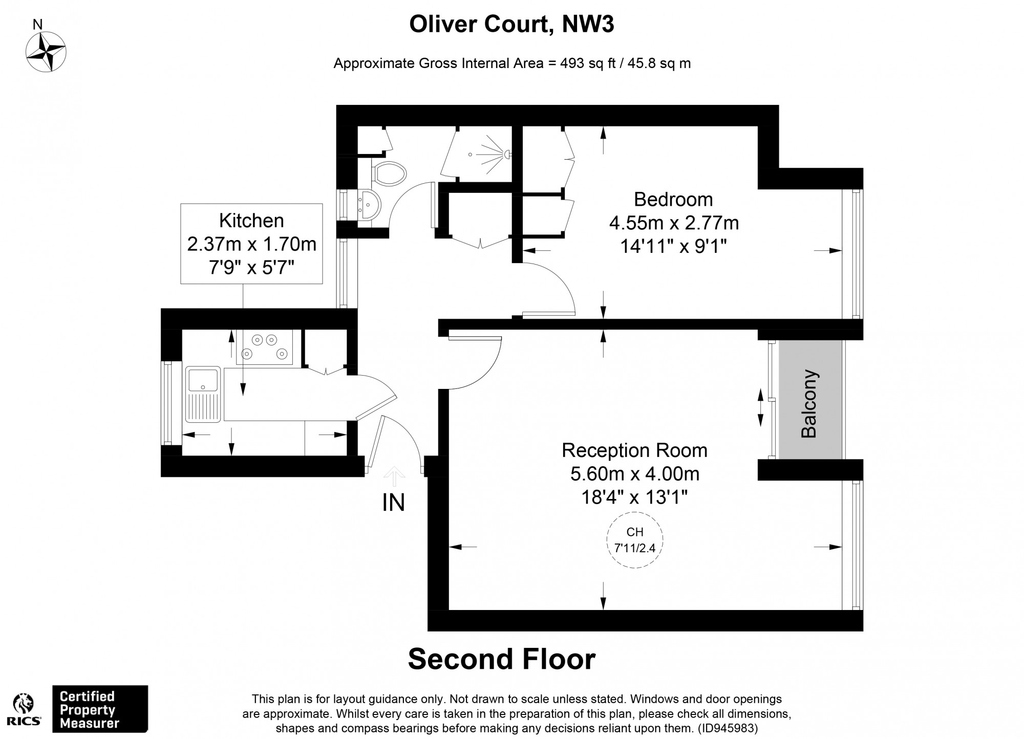 Oliver Court, 7 South Hill Park Gardens, London NW3, 1 bedroom flat to