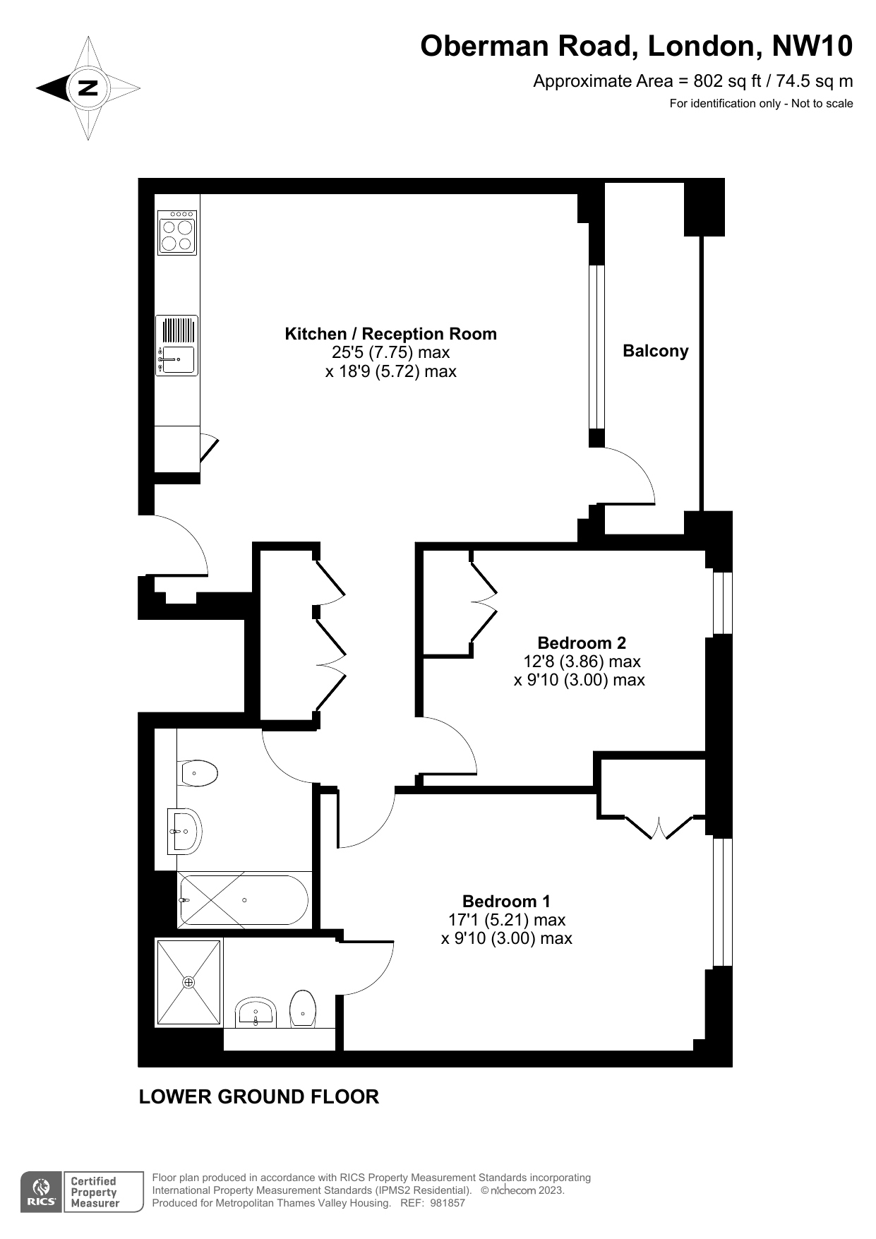 Oberman Road, London, Middlesex NW10, 2 bedroom flat for sale