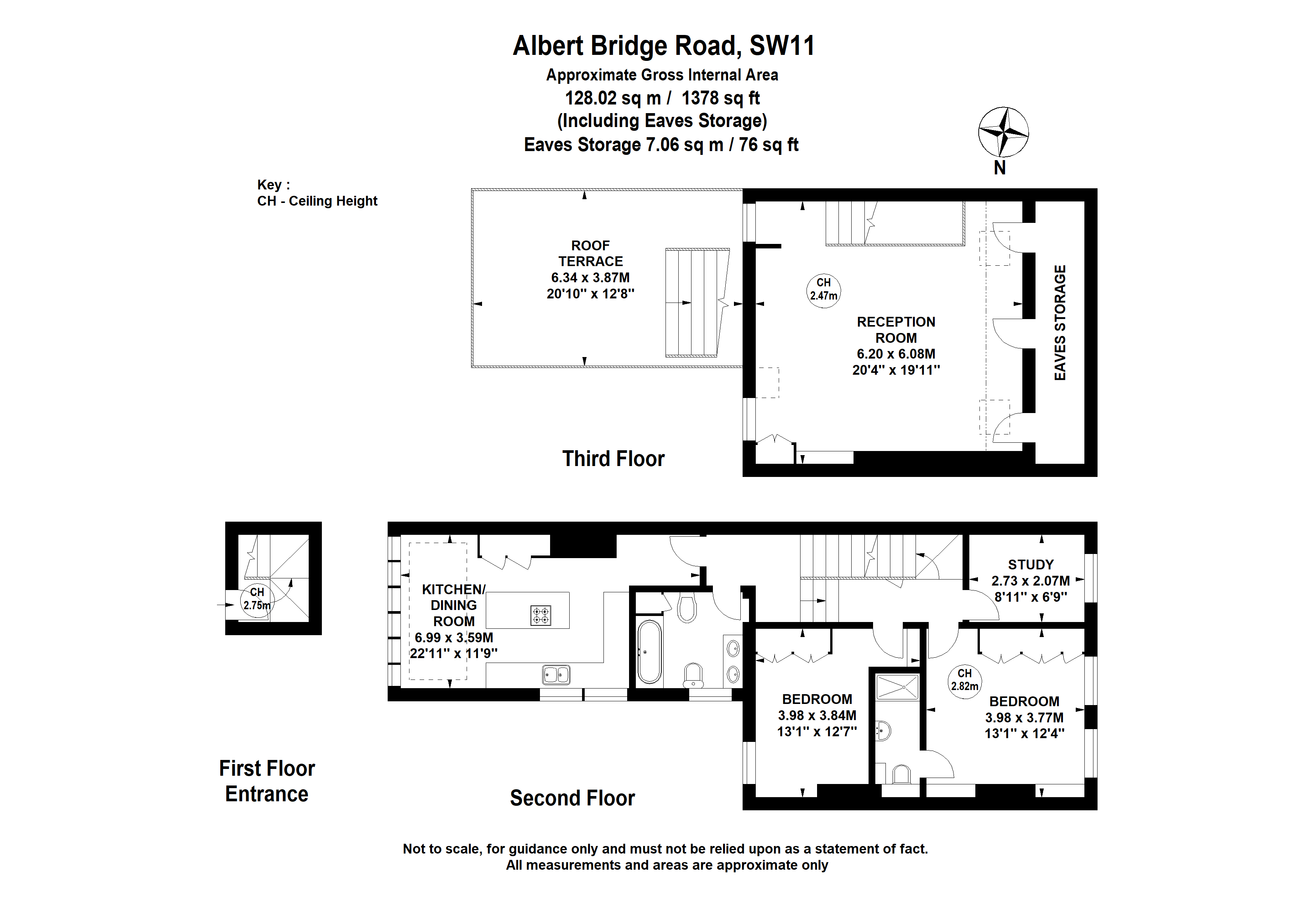 Albert Bridge Road, Battersea Park, London SW11, 3 bedroom flat for