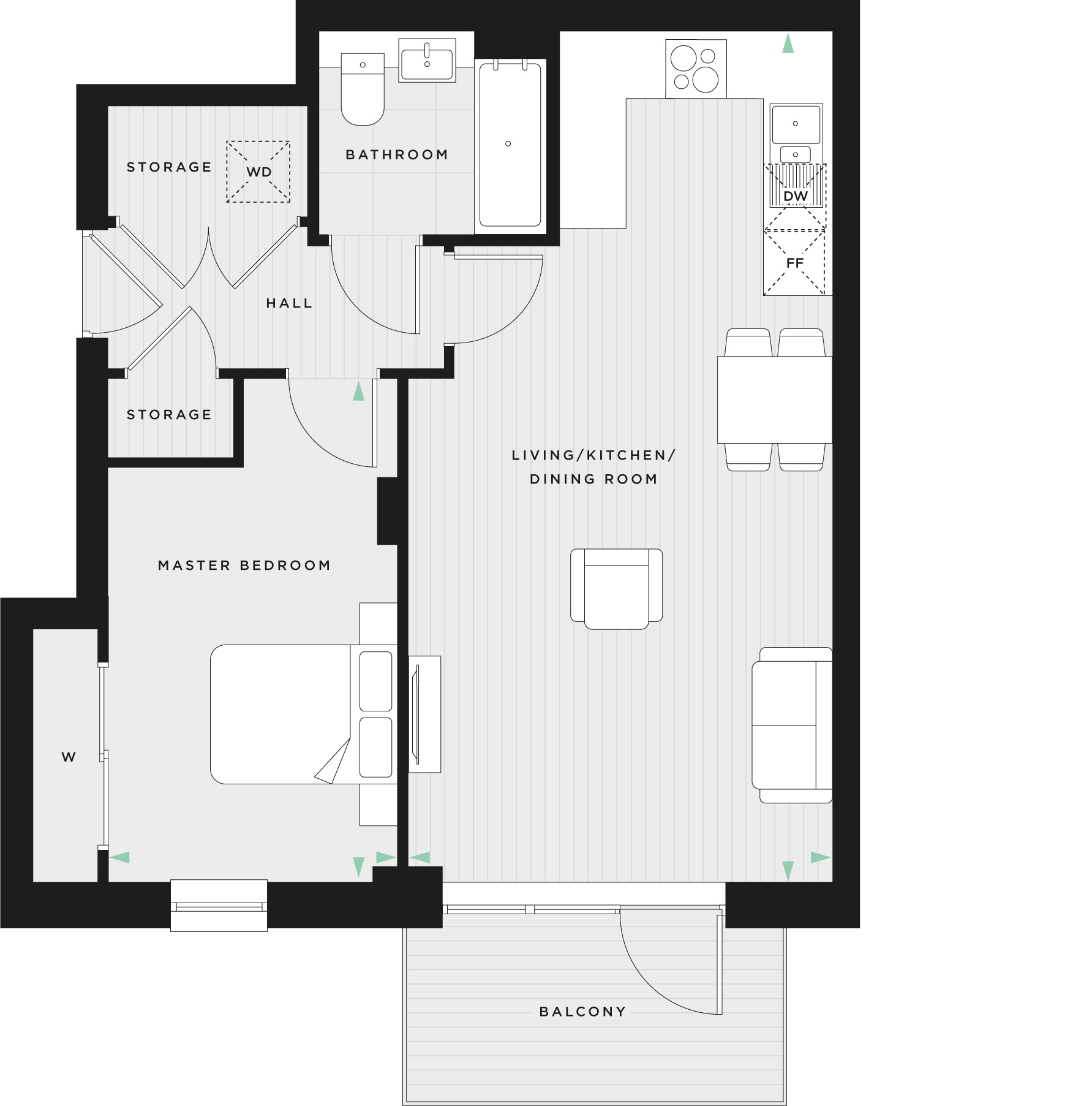 "Type C. 1 Bedroom" at Western Avenue, Perivale, Greenford UB6, 1