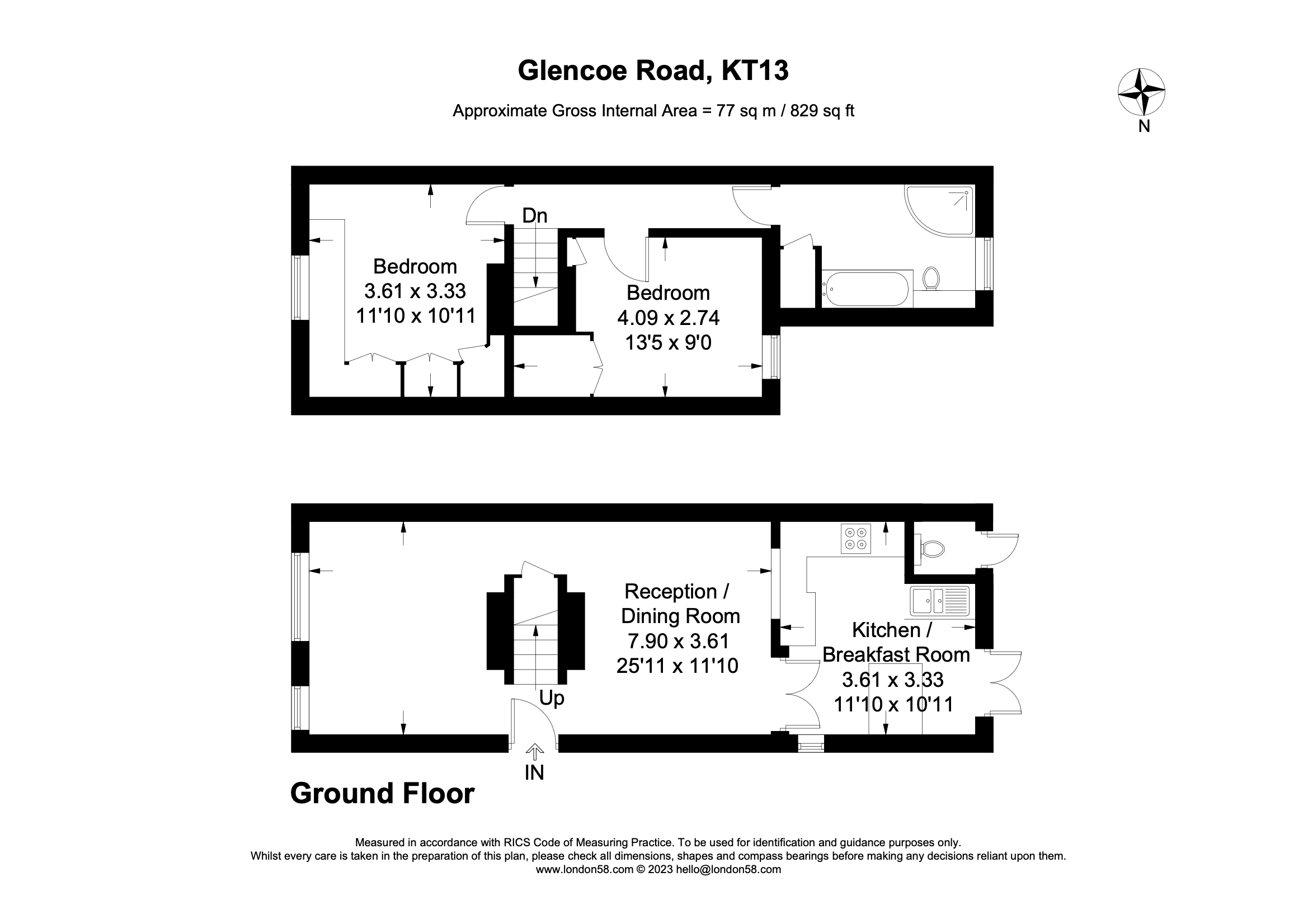 Glencoe Road, Weybridge, Surrey KT13, 2 bedroom end terrace house for