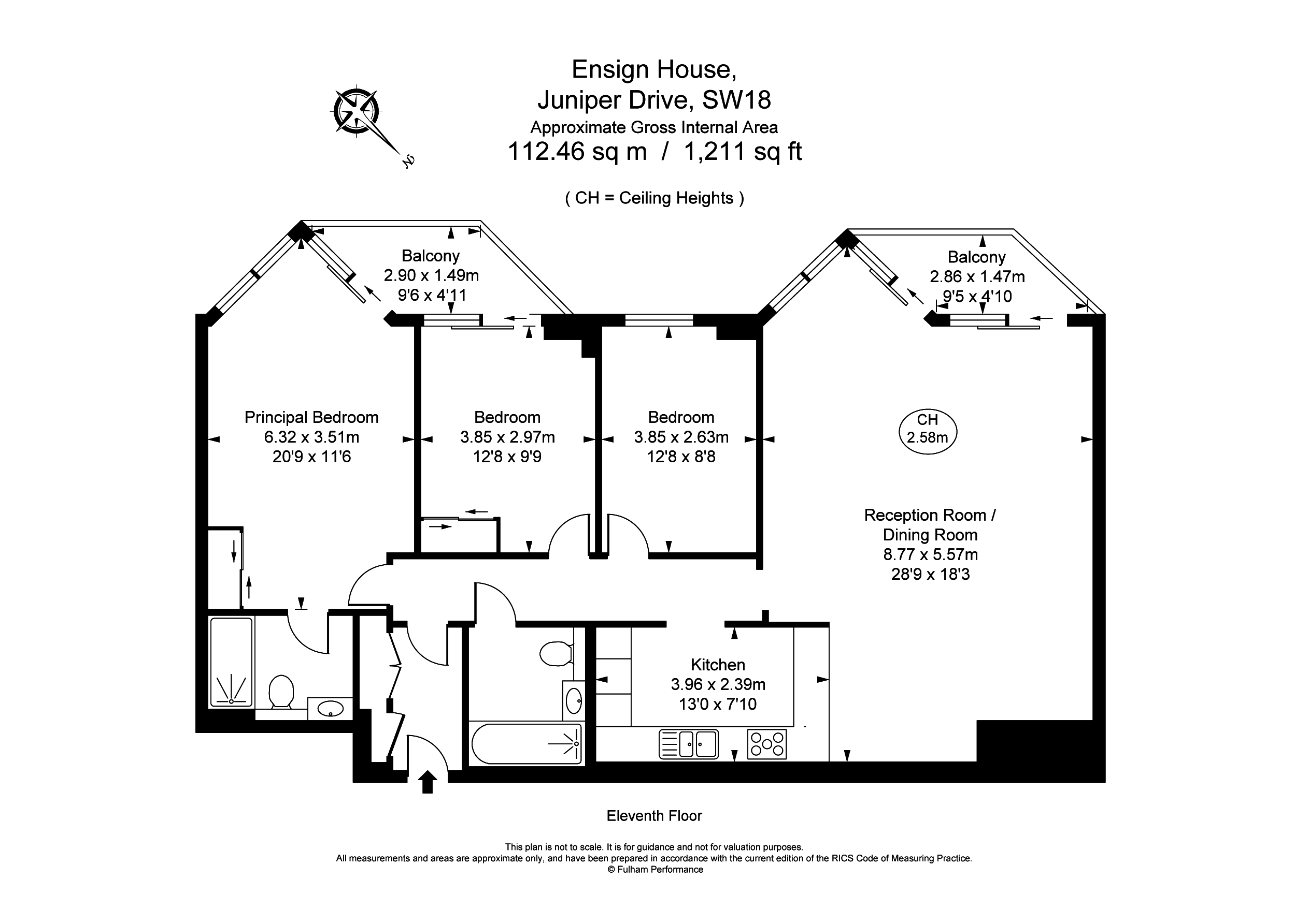 Ensign House, Battersea Reach SW18, 3 bedroom flat for sale 59853859