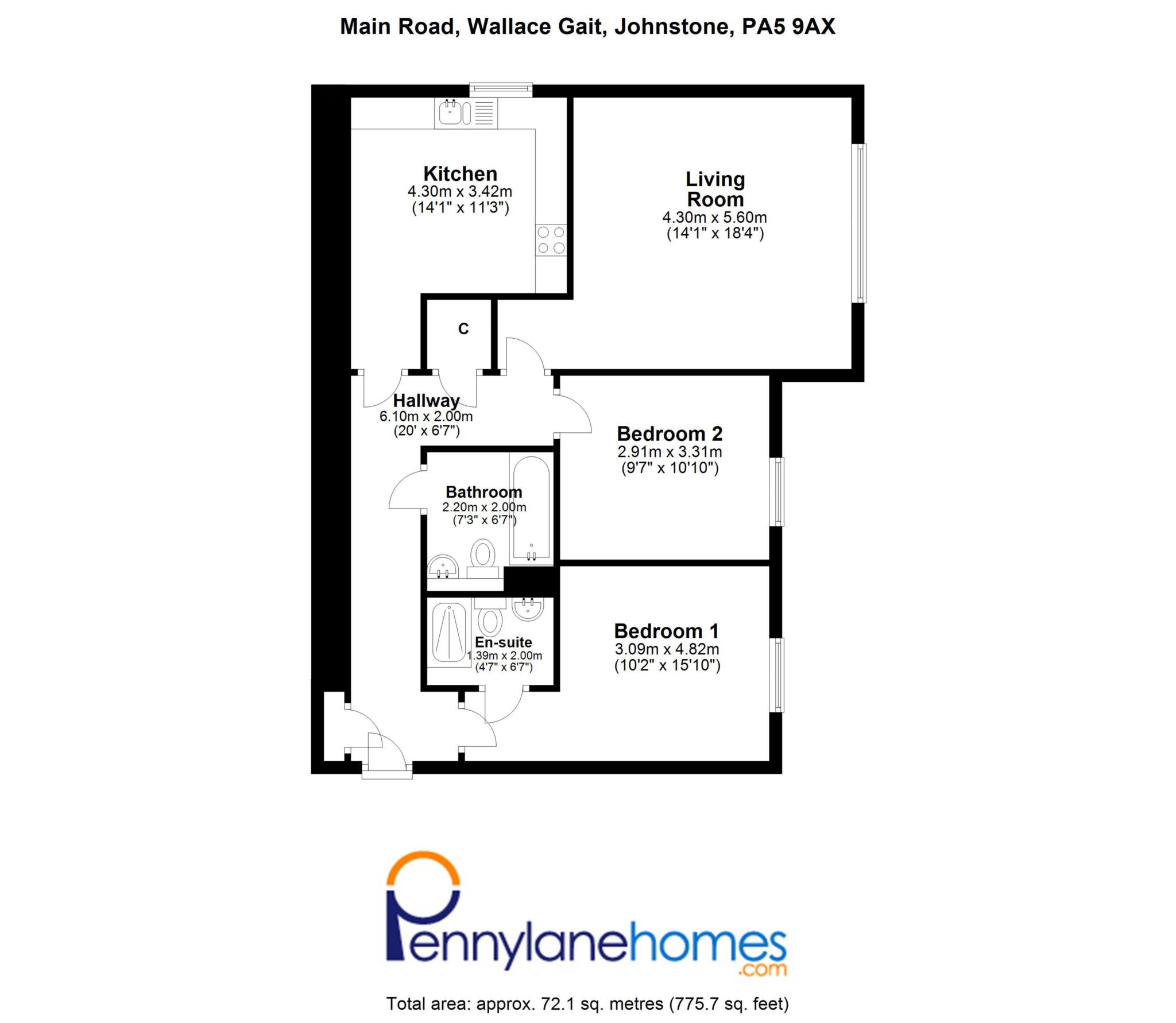 Main Road Wallace Gait, Elderslie PA5, 2 bedroom flat for sale