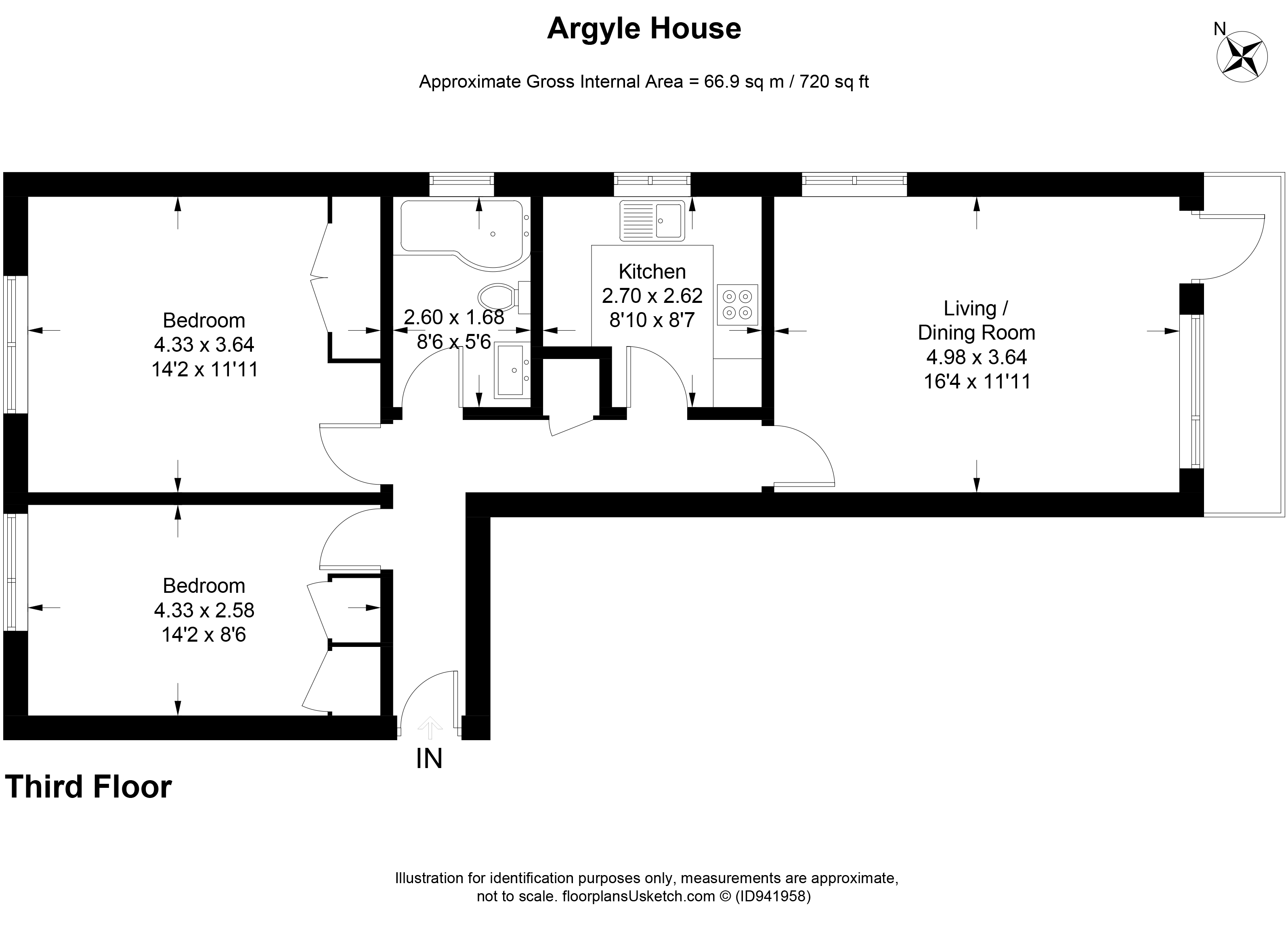 Sutton Court, Brighton Road, Sutton SM2, 2 bedroom flat for sale