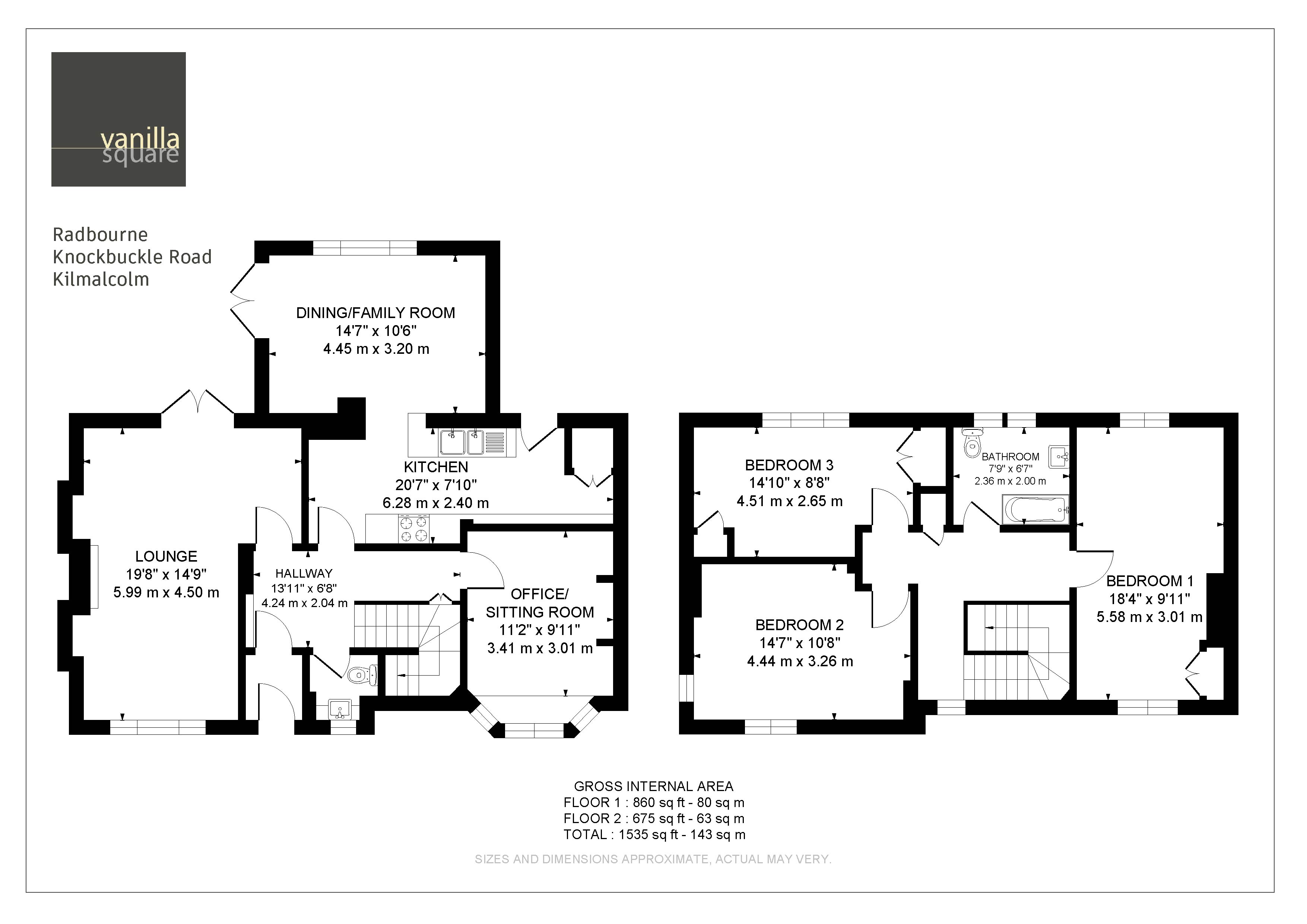 Radbourne, Knockbuckle Road, Kilmacolm PA13, 3 bedroom semidetached