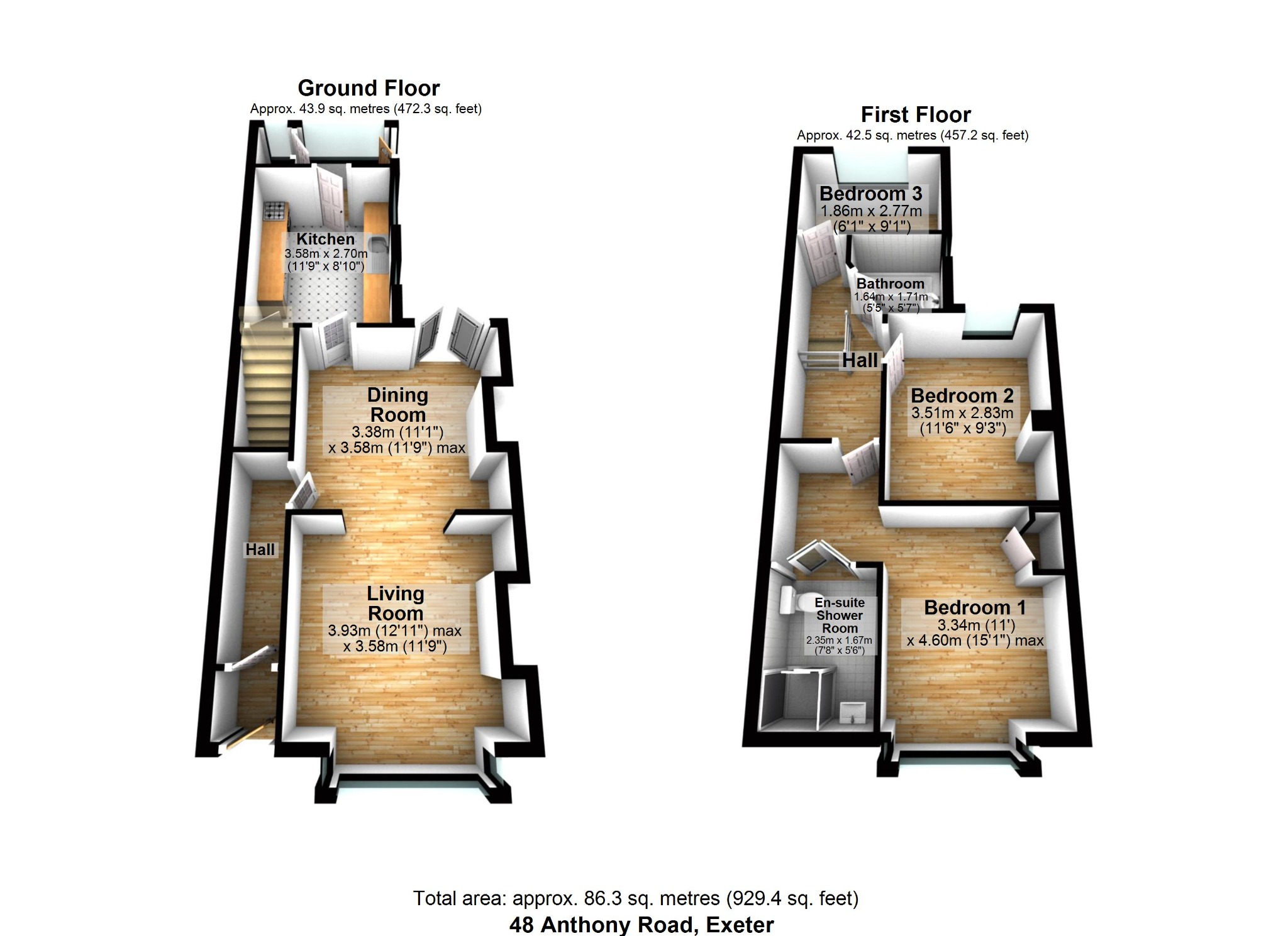 Anthony Road, Exeter, Devon EX1, 3 bedroom terraced house to rent