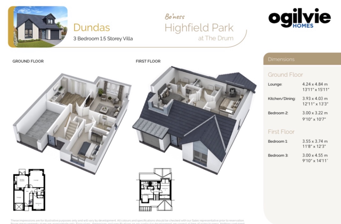 Highfield Park, The Drum, Boness EH51, 3 bedroom detached house for