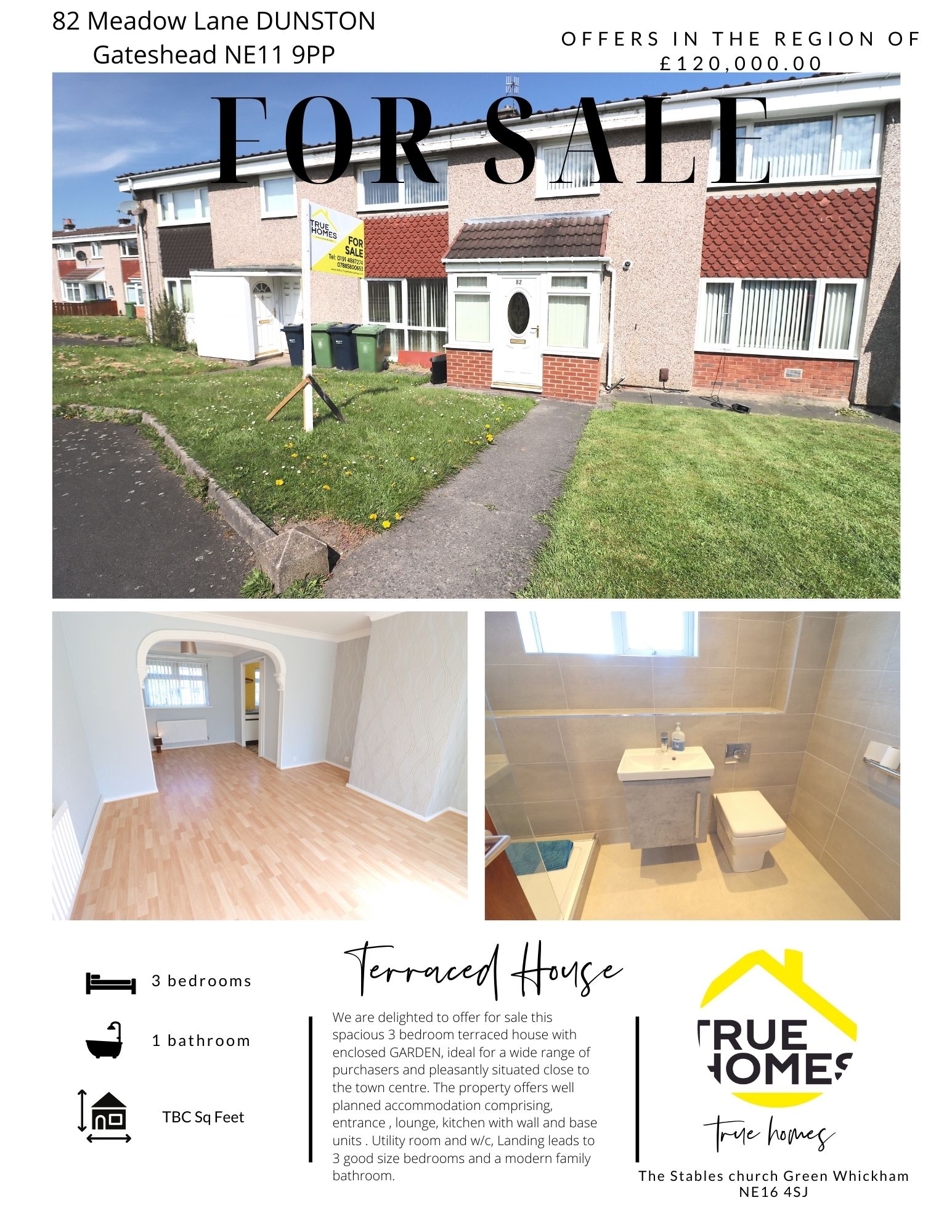 Meadow Lane, Dunston NE11, 3 bedroom terraced house for sale 61305125