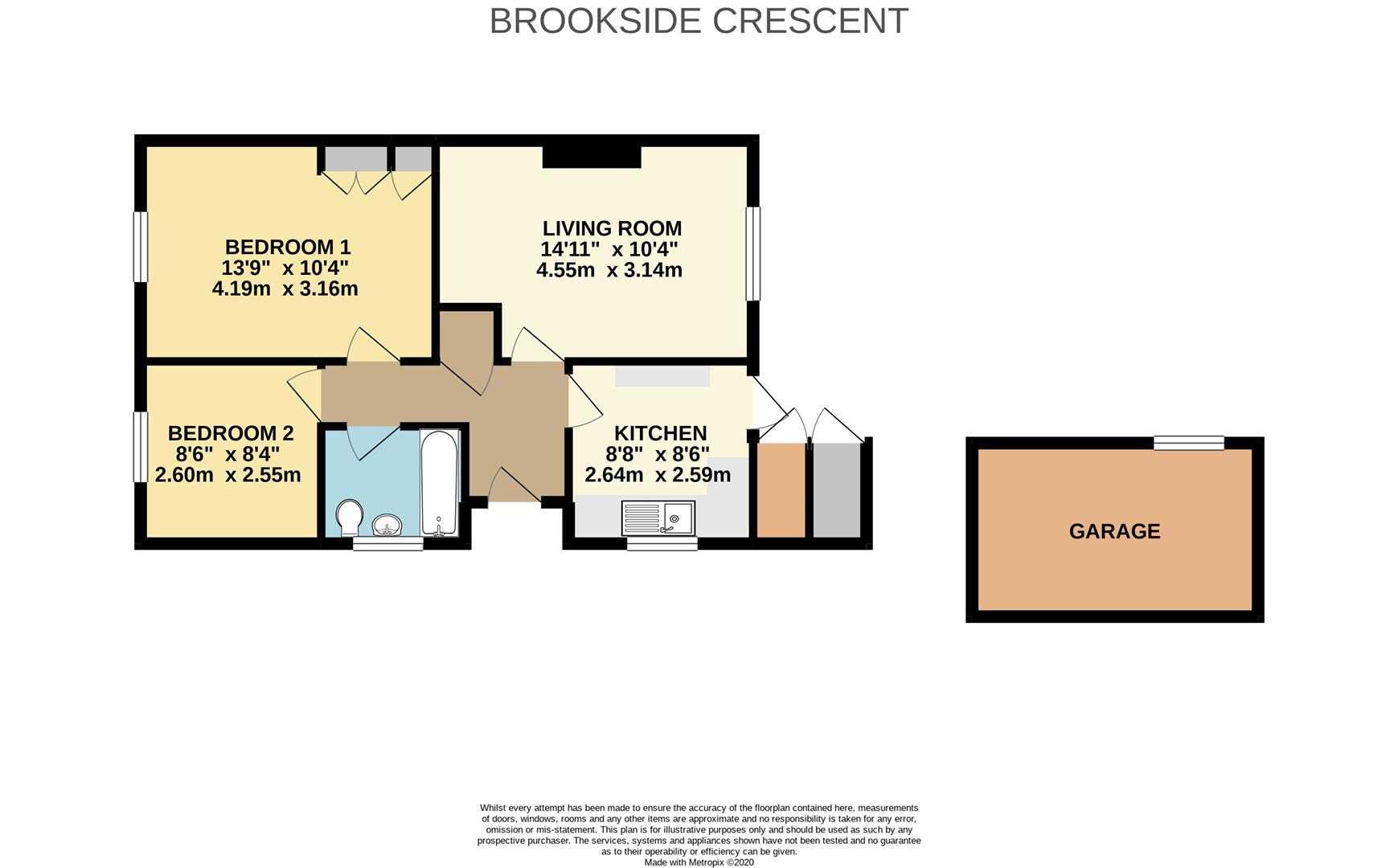 Brookside Crescent, Exeter EX4, 2 bedroom semidetached bungalow for