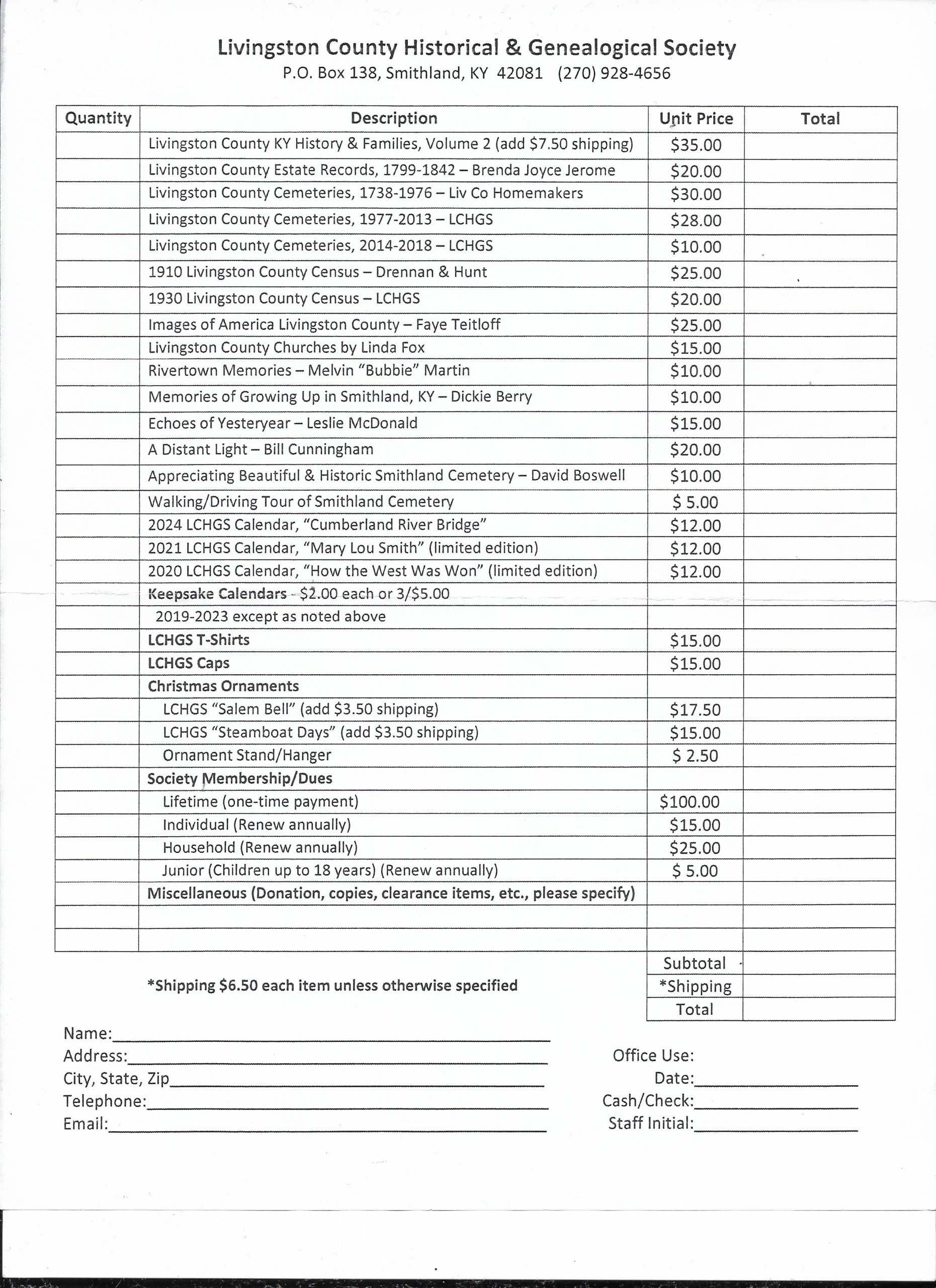 Store Livingston County Historical and Genealogical Society