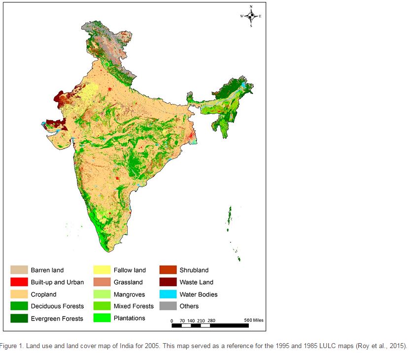 Timeseries maps of land cover and land use changes for India over the period 19852005 LCLUC