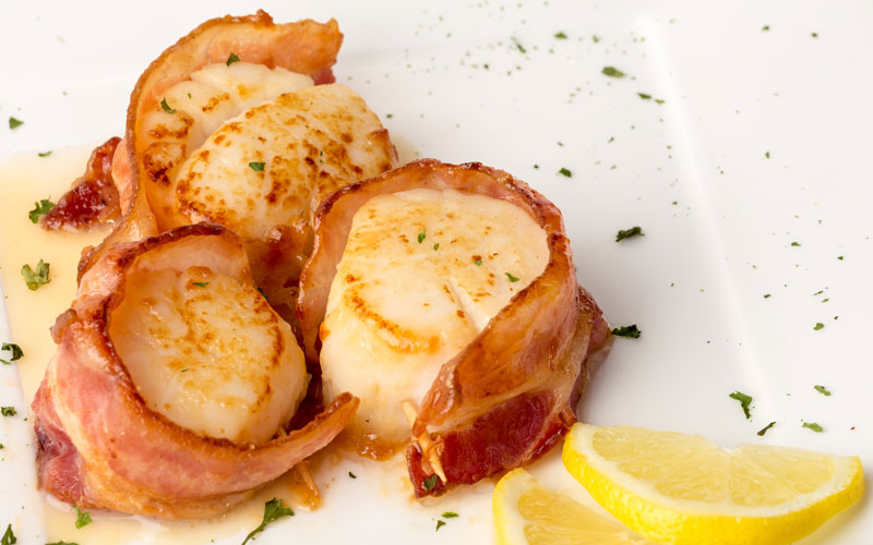 Bacon Wrapped Scallops Lincoln County Reserve Maple Syrup
