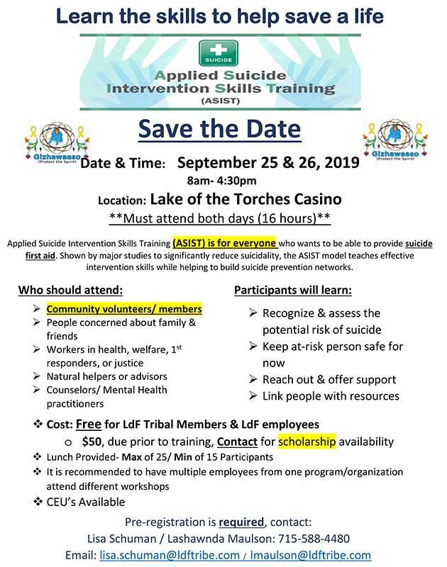 Events Calendar Calendar Lac du Flambeau Band of Lake Superior